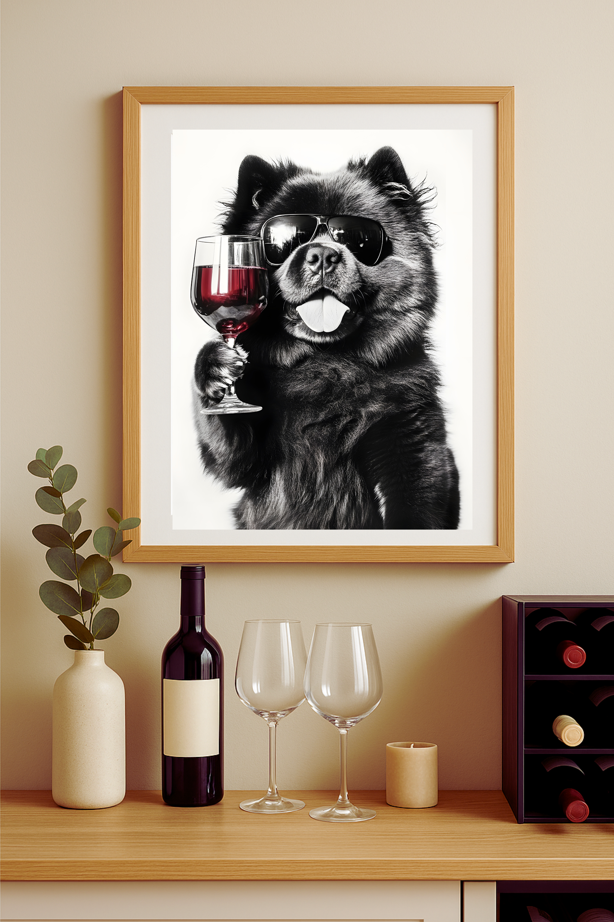 Chow Chow Dog with Wine Poster — Funny Wall Art product thumbnail image Chow Chow Dog with Wine Poster — Funny Wall Art product thumbnail image