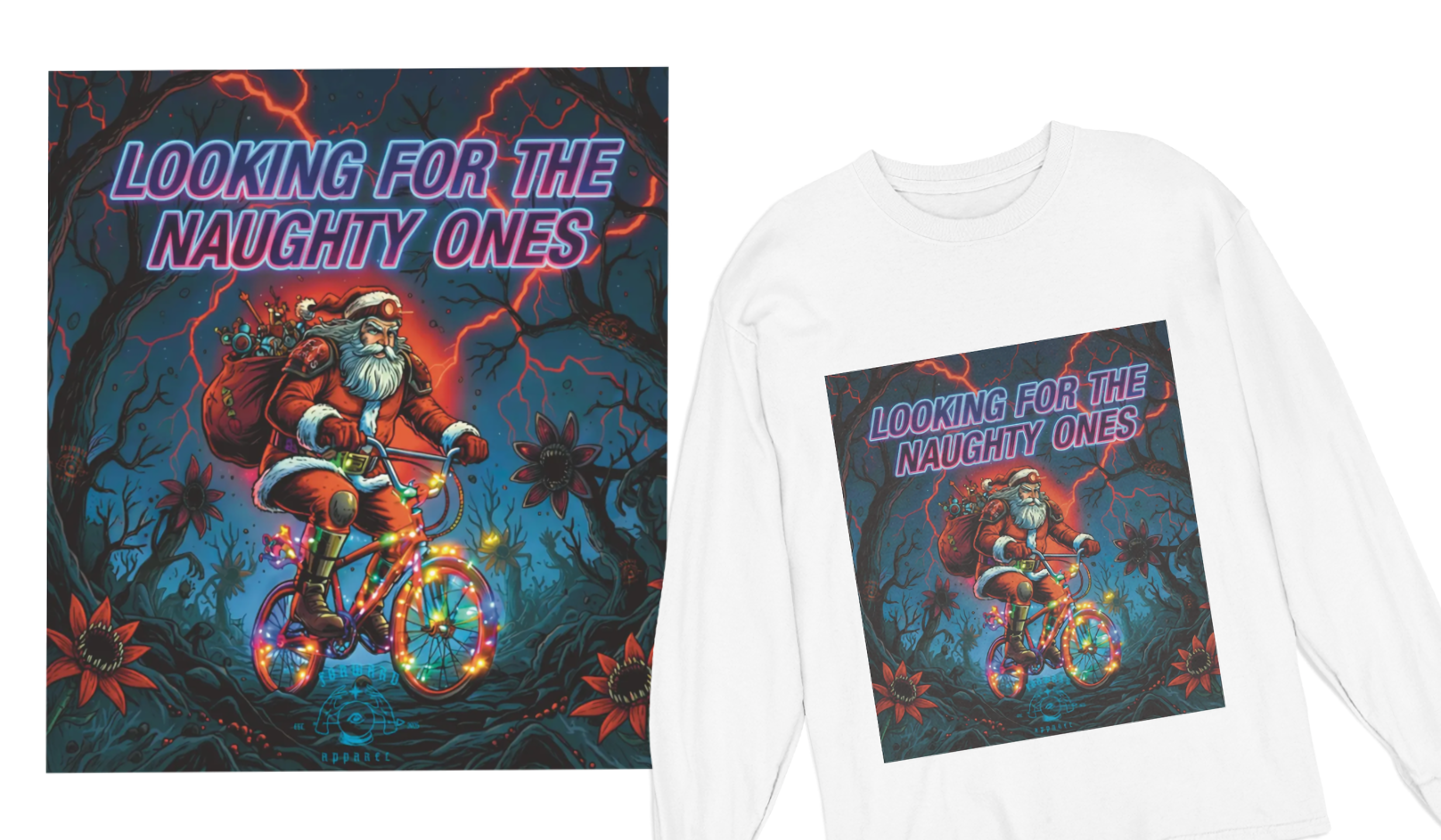 Santa Naughty Long Sleeve Tee Holiday Shirt product thumbnail image