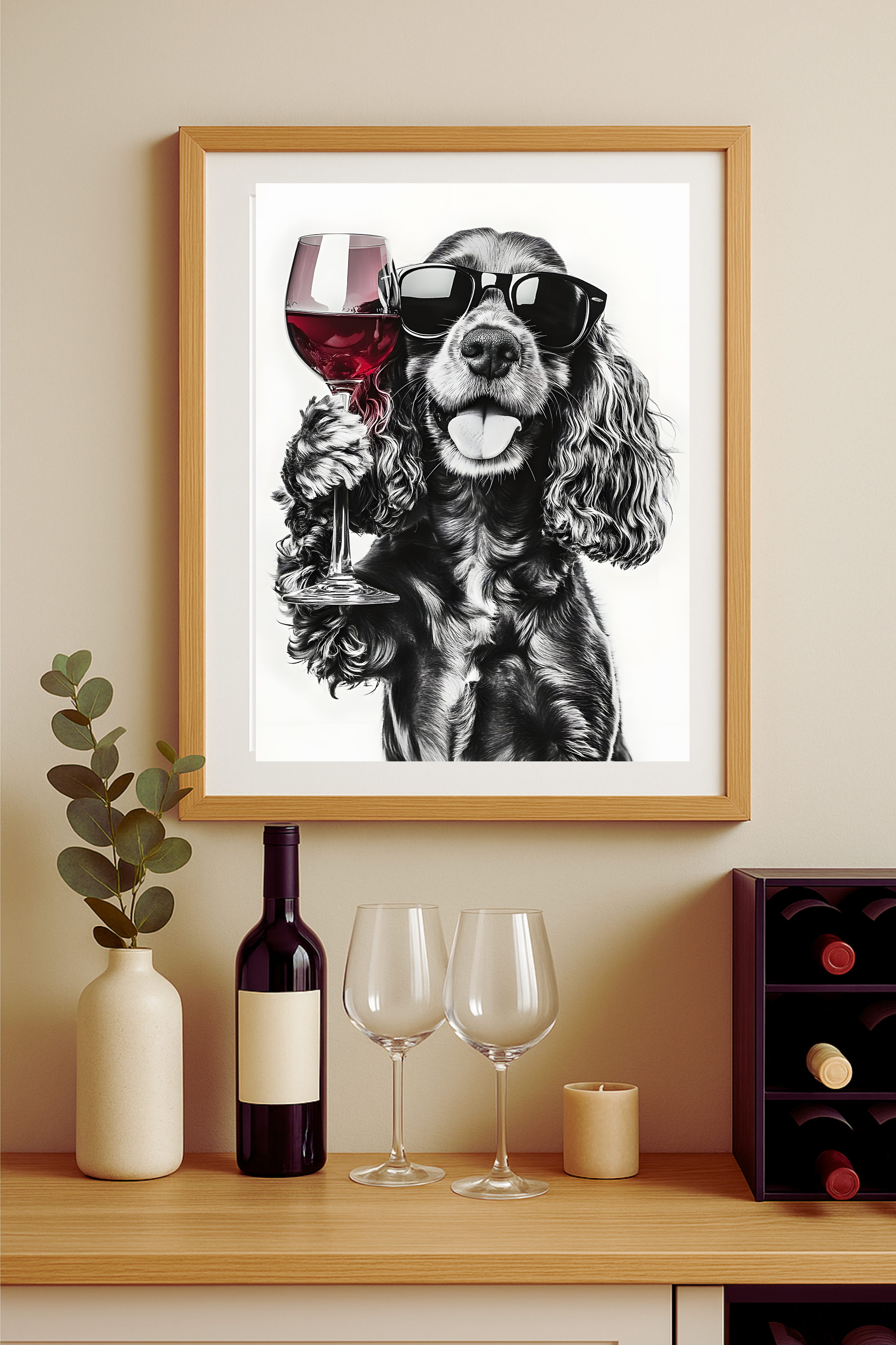 Cocker Spaniel Wine-Loving Dog Poster — Funny Wall Art Print Cocker Spaniel Wine-Loving Dog Poster — Funny Wall Art Print