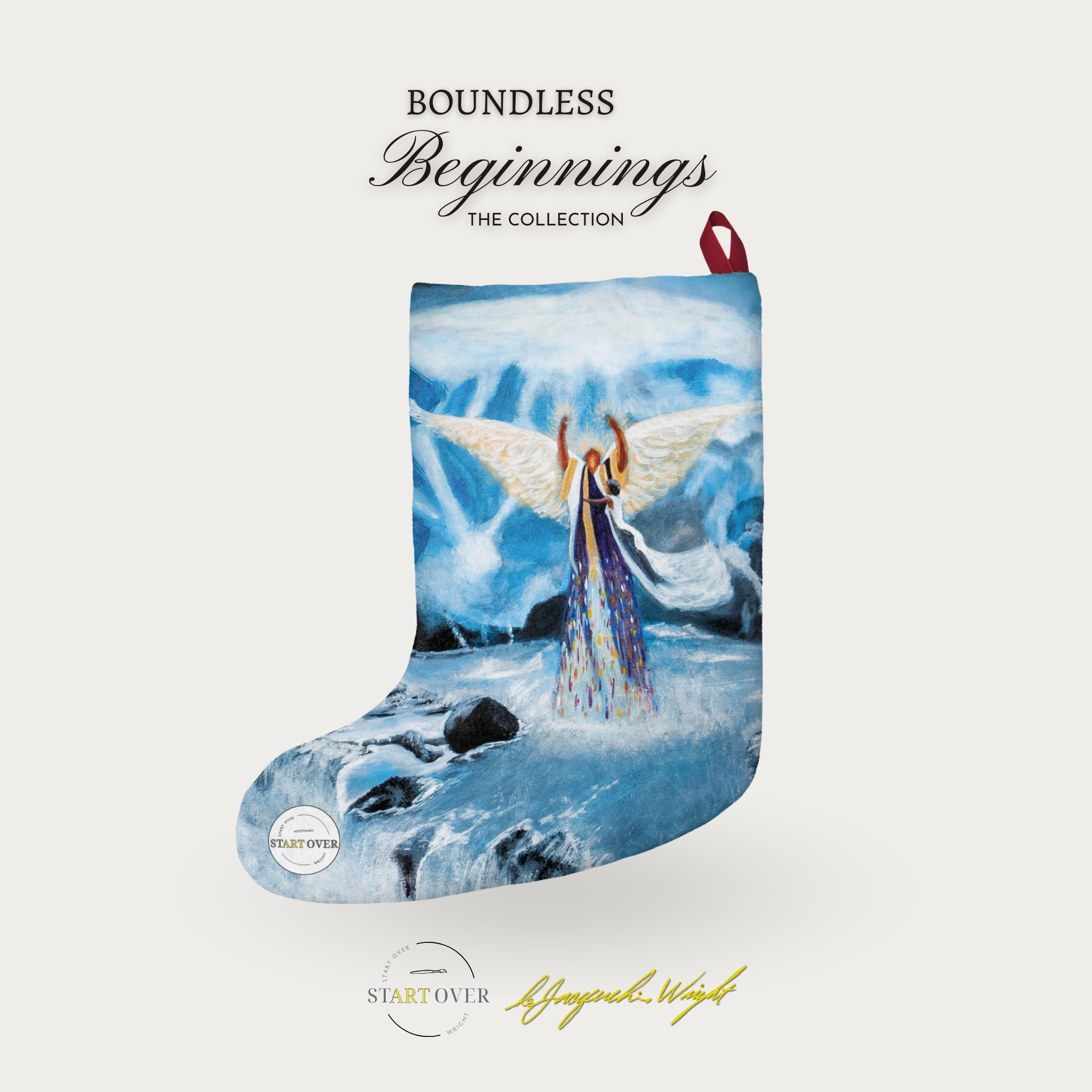 "Command" Happy Holidays Christmas Stocking | Ms. JDW Original Artwork | Boundless Beginnings Collection | Ready-to-Gift | Proceeds Support Social Impact | Blue Holiday Mantel Decoration product thumbnail image "Command" Happy Holidays Christmas Stocking | Ms. JDW Original Artwork | Boundless Beginnings Collection | Ready-to-Gift | Proceeds Support Social Impact | Blue Holiday Mantel Decoration product thumbnail image