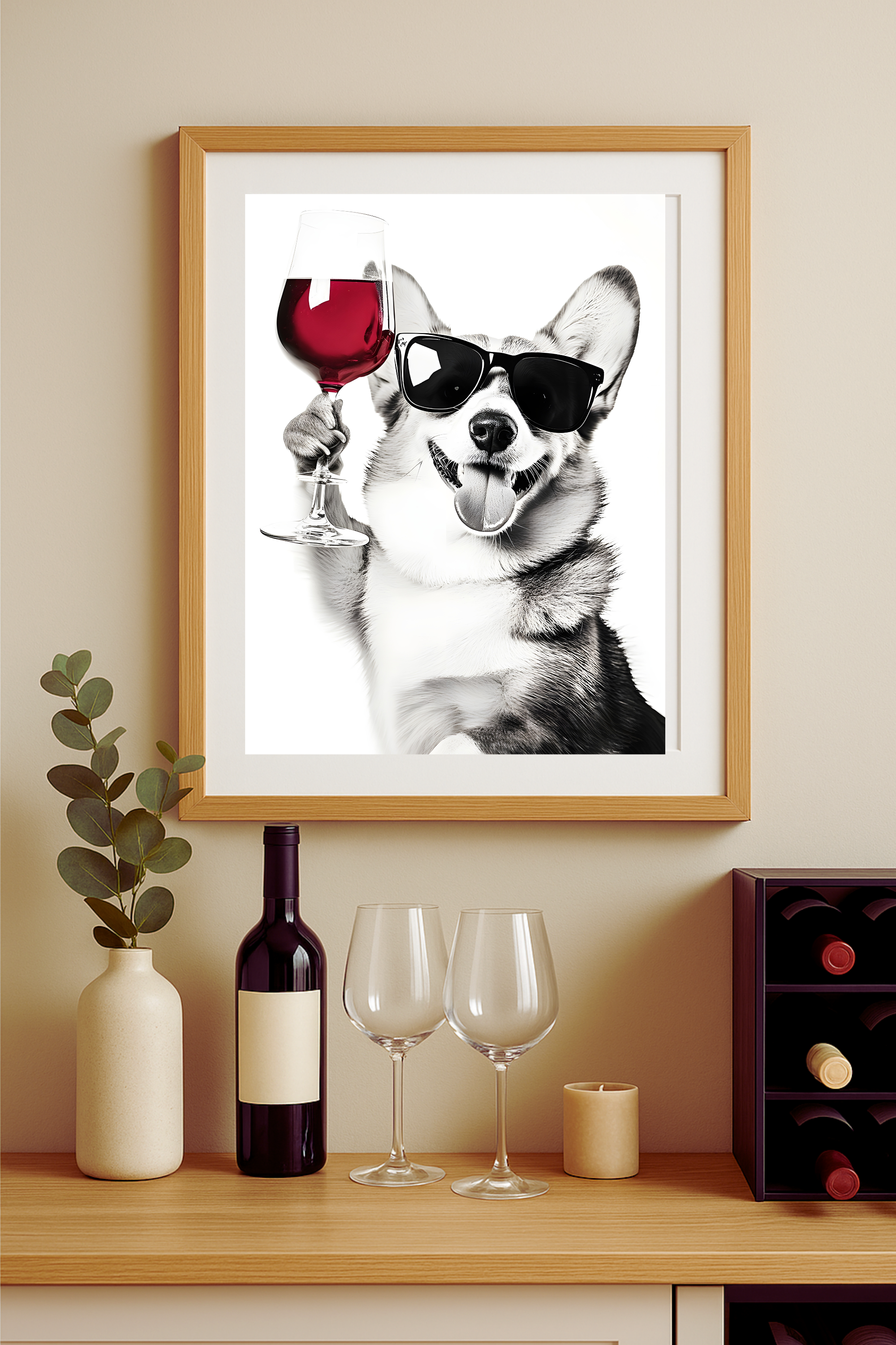 Corgi Cheers Poster — Funny Dog with Wine Glass Art Print product thumbnail image Corgi Cheers Poster — Funny Dog with Wine Glass Art Print product thumbnail image
