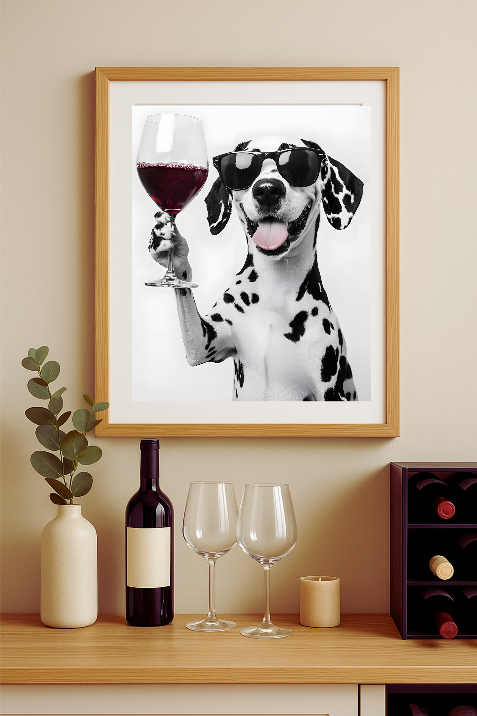 Dalmatian Wine Poster — Funny Dog Print Wall Art for Kitchen & Bar Dalmatian Wine Poster — Funny Dog Print Wall Art for Kitchen & Bar