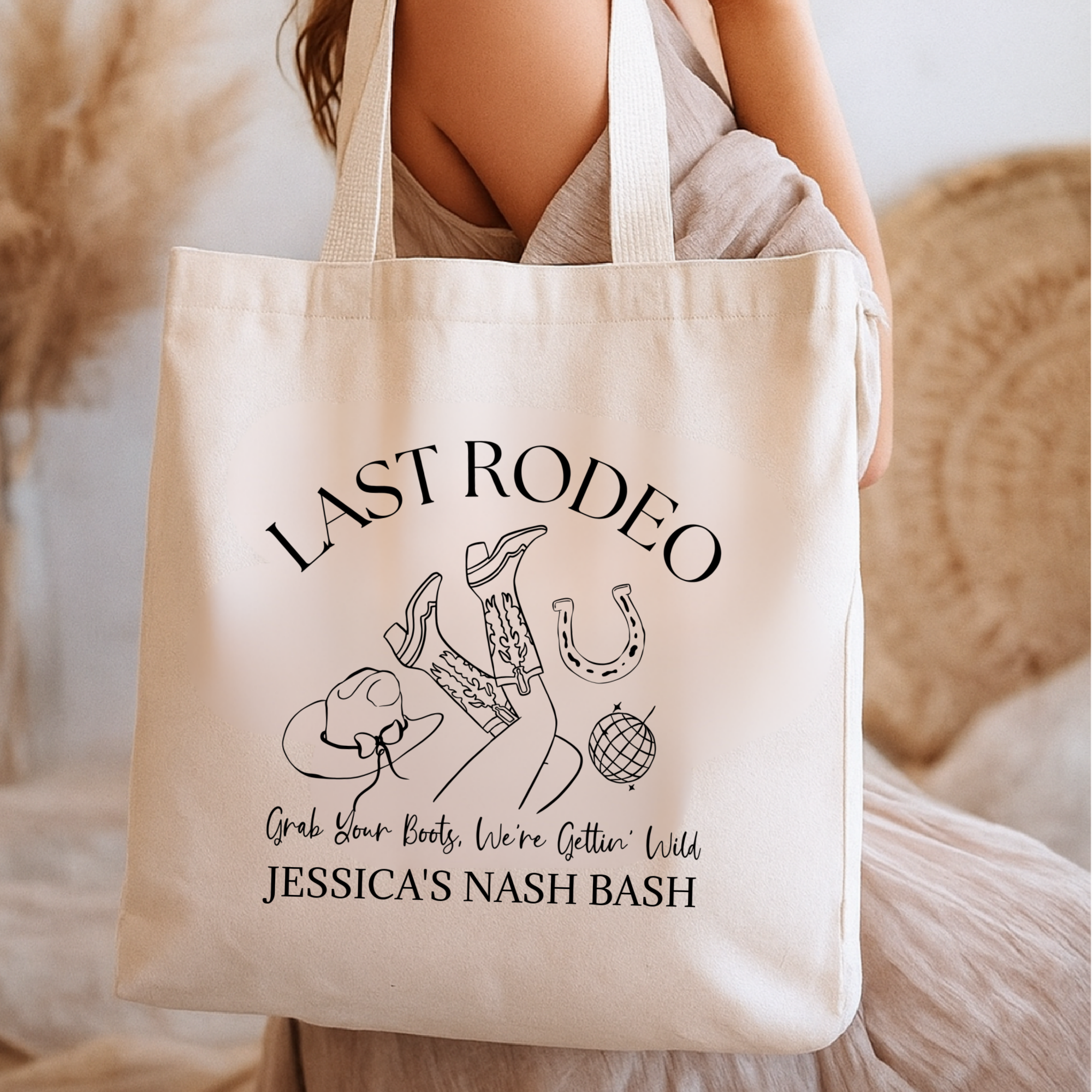 Last Rodeo Bachelorette Tote Bag – Western Boots, Cowgirl Hat & Disco Ball, Custom Party Gift Last Rodeo Bachelorette Tote Bag – Western Boots, Cowgirl Hat & Disco Ball, Custom Party Gift
