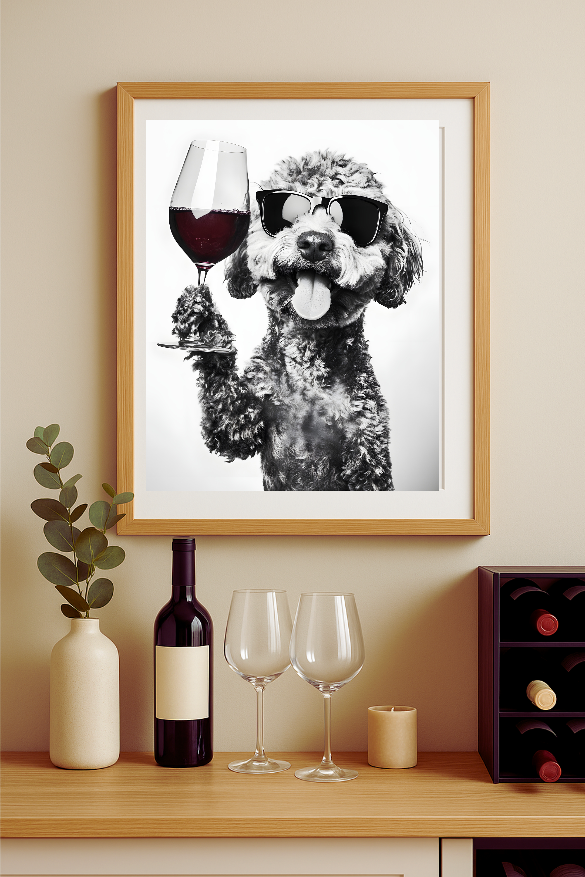 Wine-Loving Labradoodle Poster — Funny Dog Wall Art Print product thumbnail image Wine-Loving Labradoodle Poster — Funny Dog Wall Art Print product thumbnail image