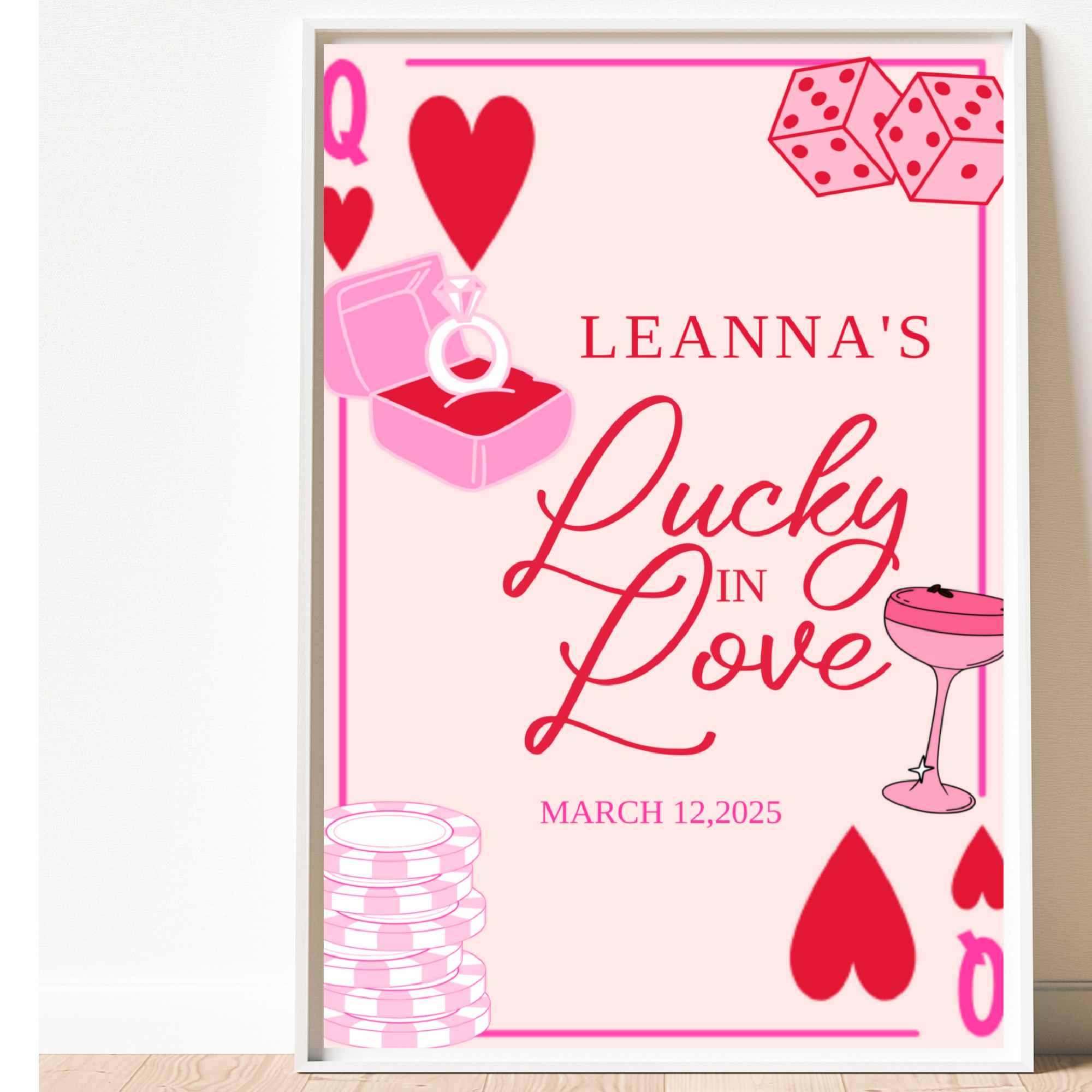 Lucky in Love Poster — Personalized Bachelorette / Bridal Shower Decoration product thumbnail image
