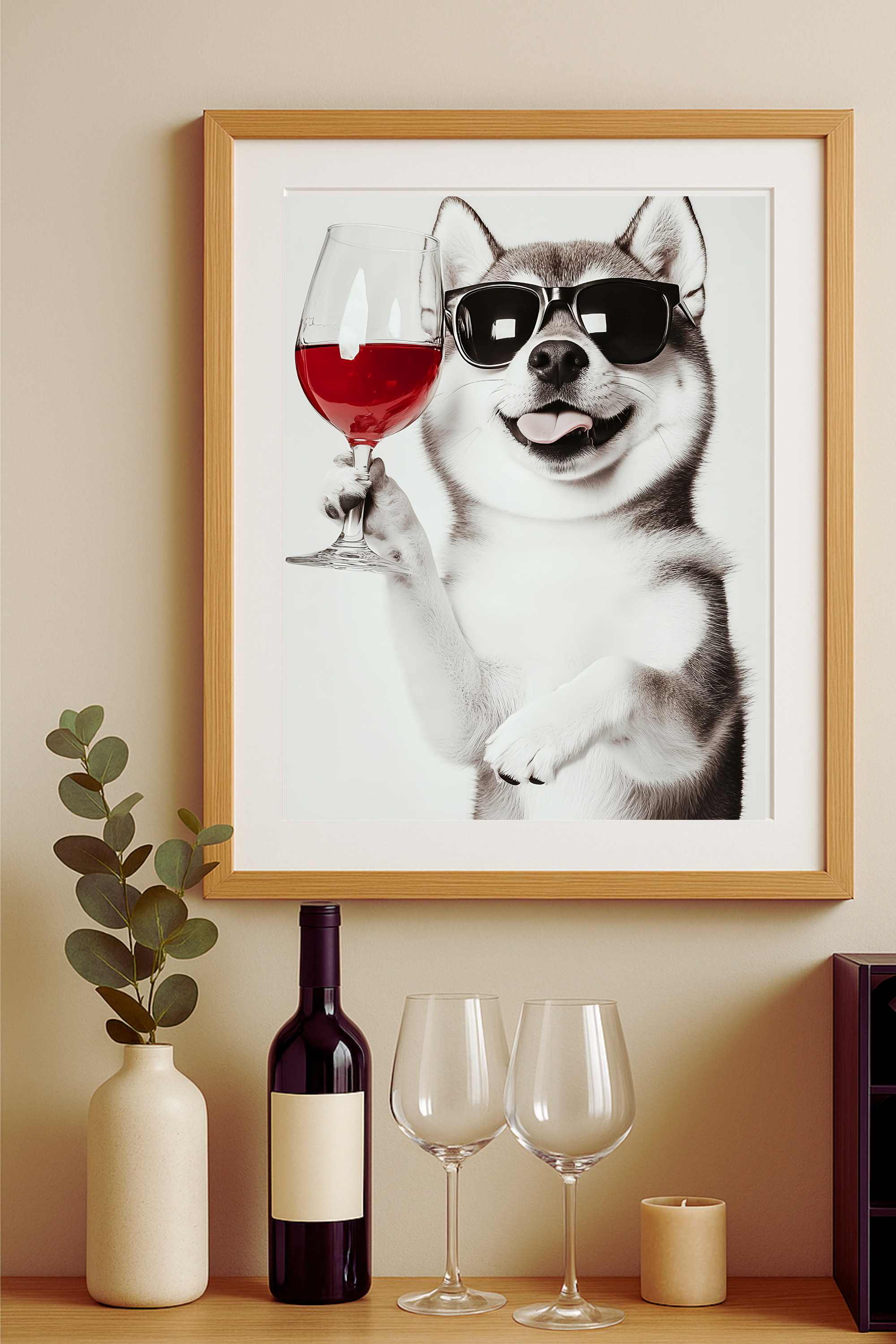 Shiba Inu with Wine Glass Poster — Funny Print Wall Art product thumbnail image Shiba Inu with Wine Glass Poster — Funny Print Wall Art product thumbnail image