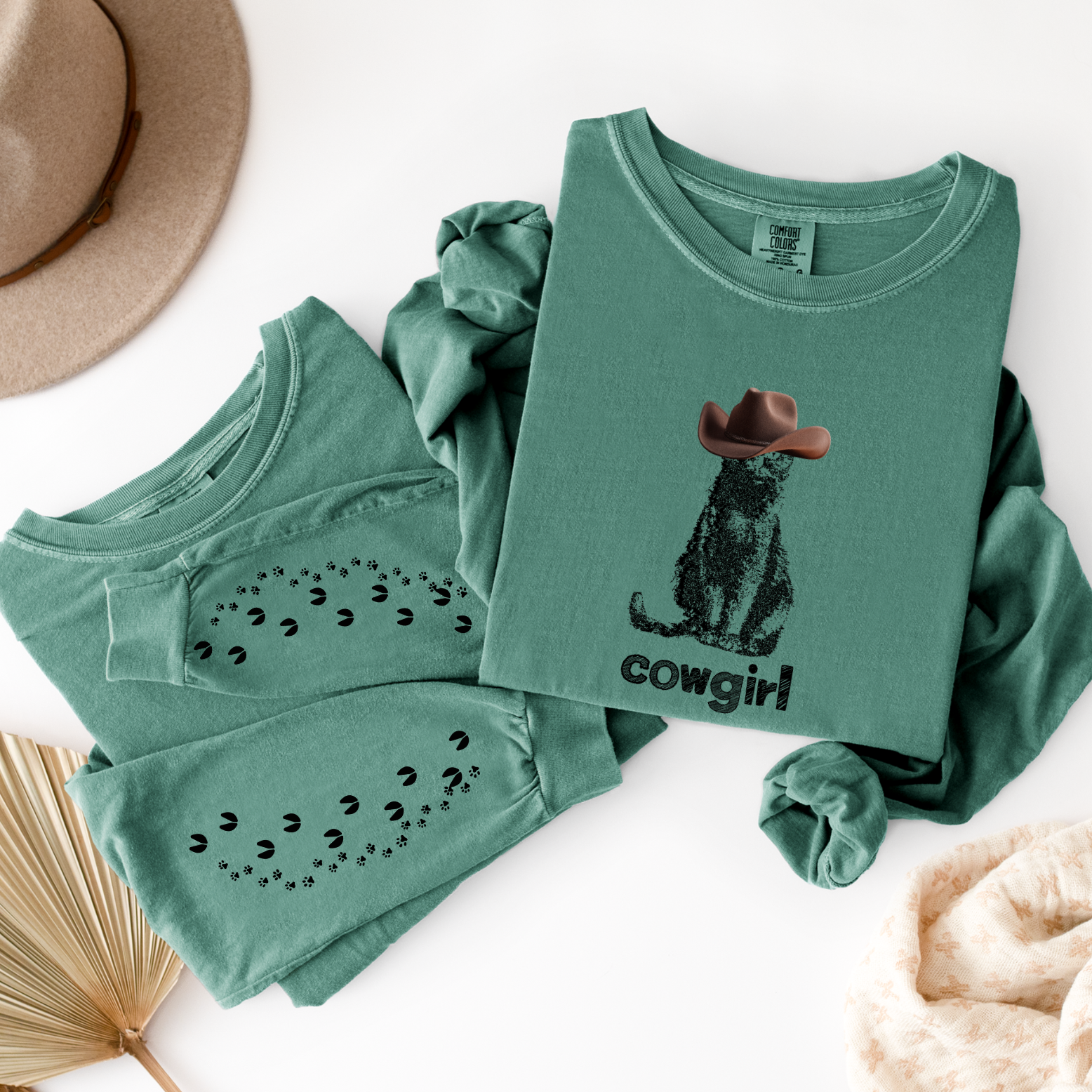 Cowgirl Cat with Horse Hooves and Cat Paws on sleeves Long Sleeve T-Shirt product thumbnail image Cowgirl Cat with Horse Hooves and Cat Paws on sleeves Long Sleeve T-Shirt product thumbnail image
