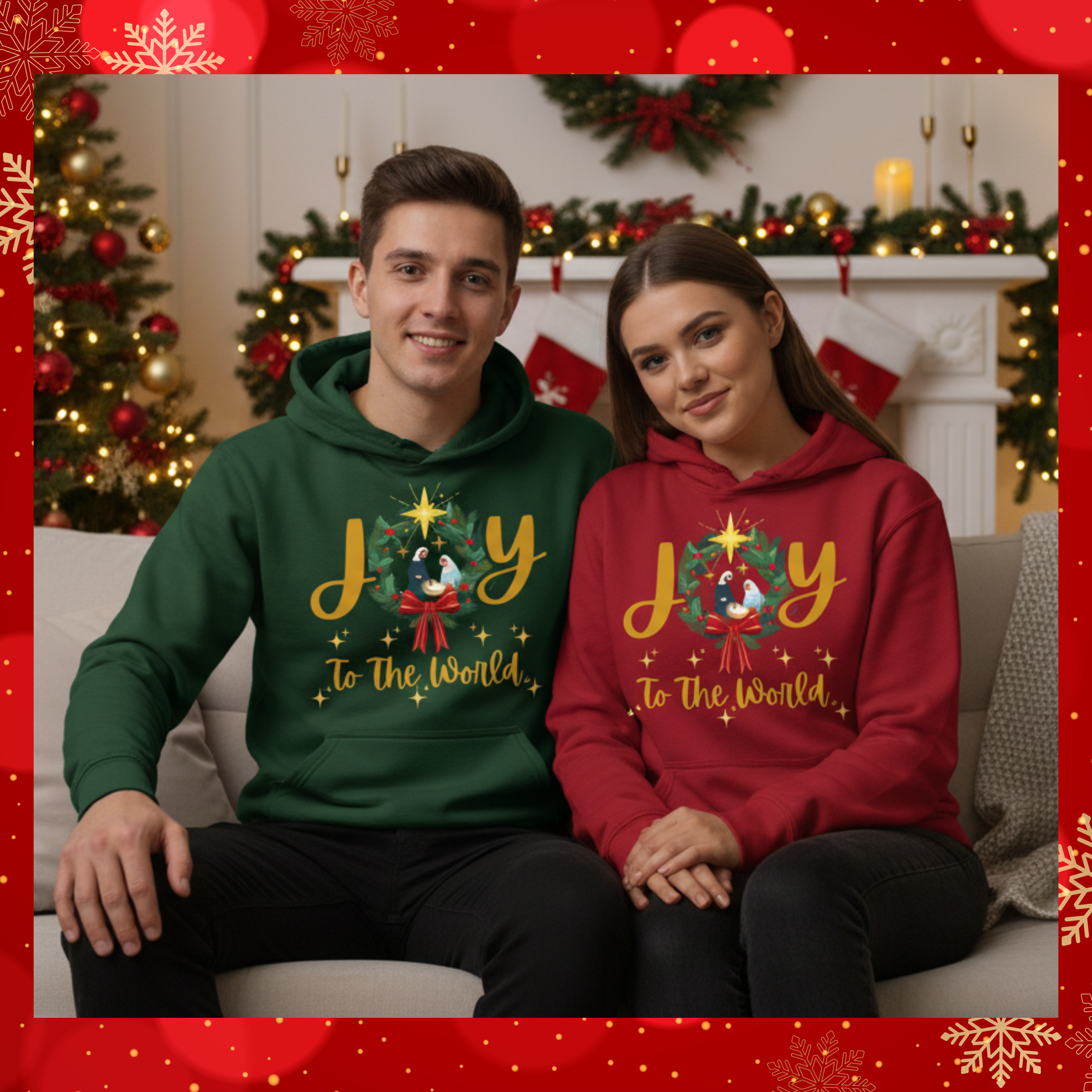 "Joy to the World" / Unisex Heavy Blend™ Christmas Hooded Sweatshirt