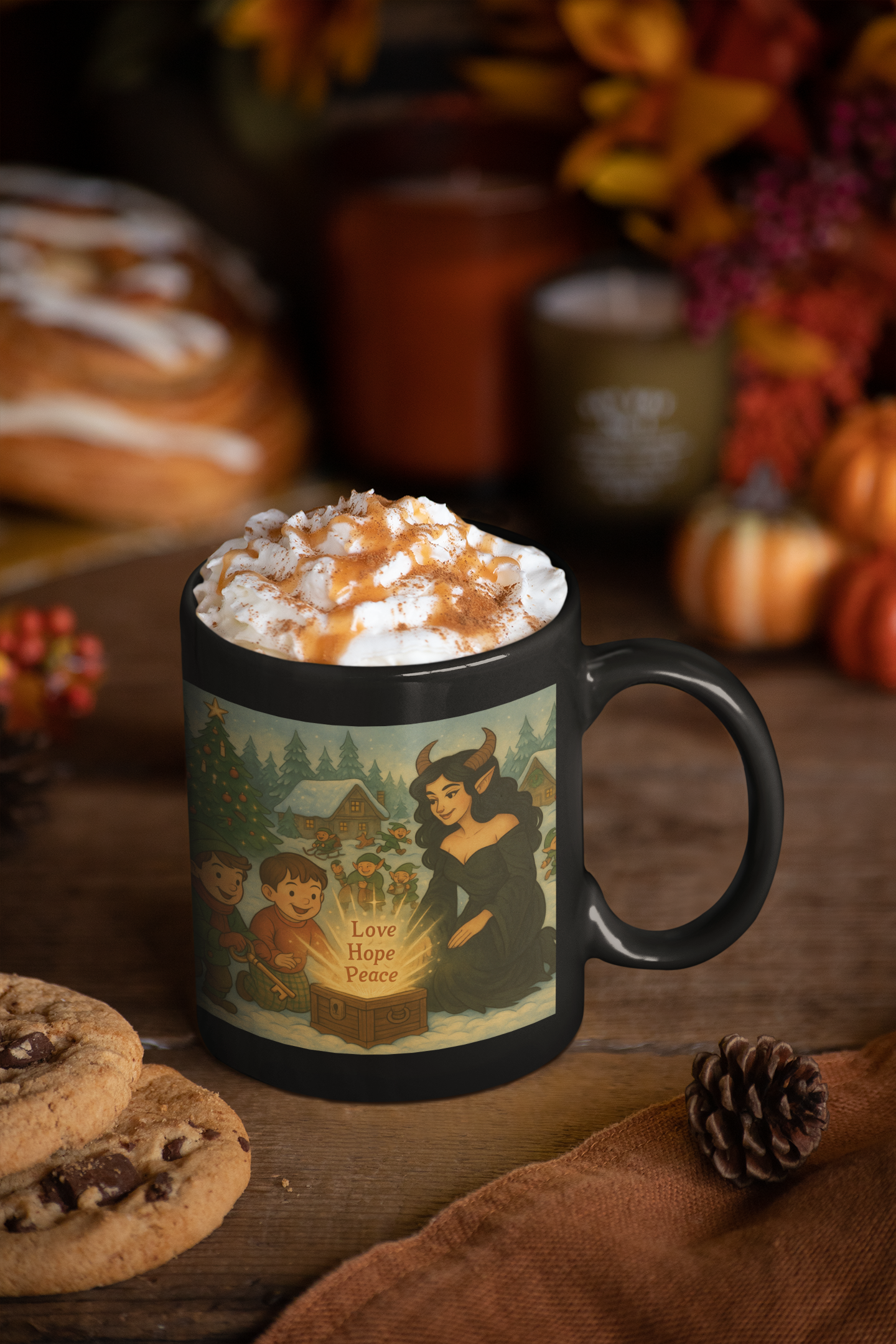 Solstice Saga Black Mug #4— 11oz &amp; 15oz Ceramic Coffee Cup