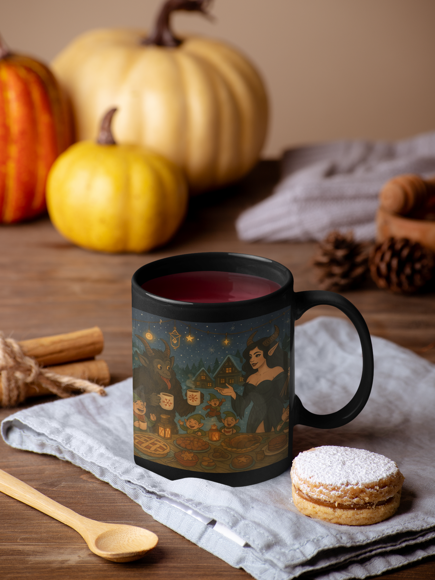 Solstice Saga Black Mug #2 — 11oz &amp; 15oz Ceramic Coffee Cup