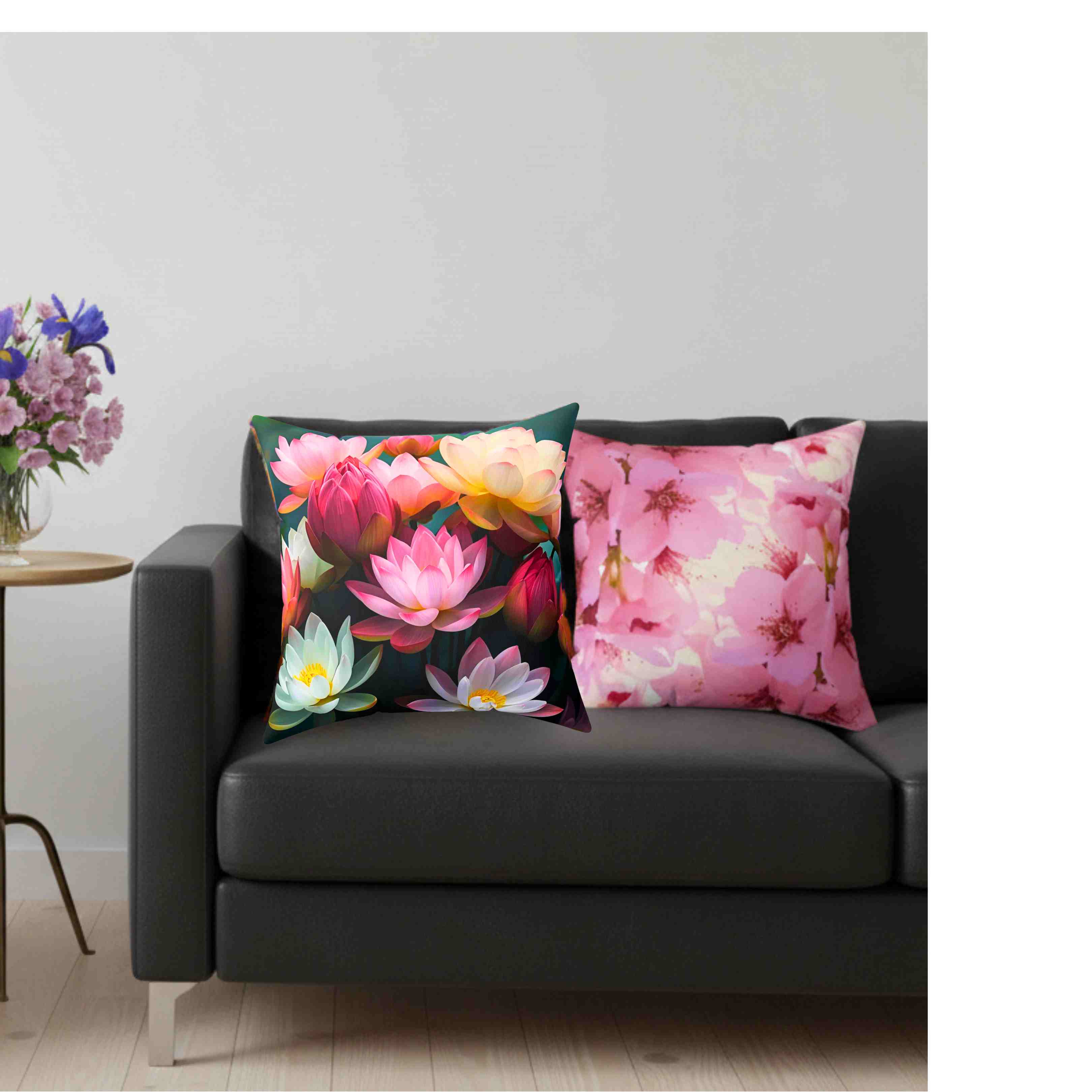Lotus Blossom Symbolizing Purity and Divinity Decorative Pillow — Floral Spun Polyester Square Cushion product thumbnail image Lotus Blossom Symbolizing Purity and Divinity Decorative Pillow — Floral Spun Polyester Square Cushion product thumbnail image