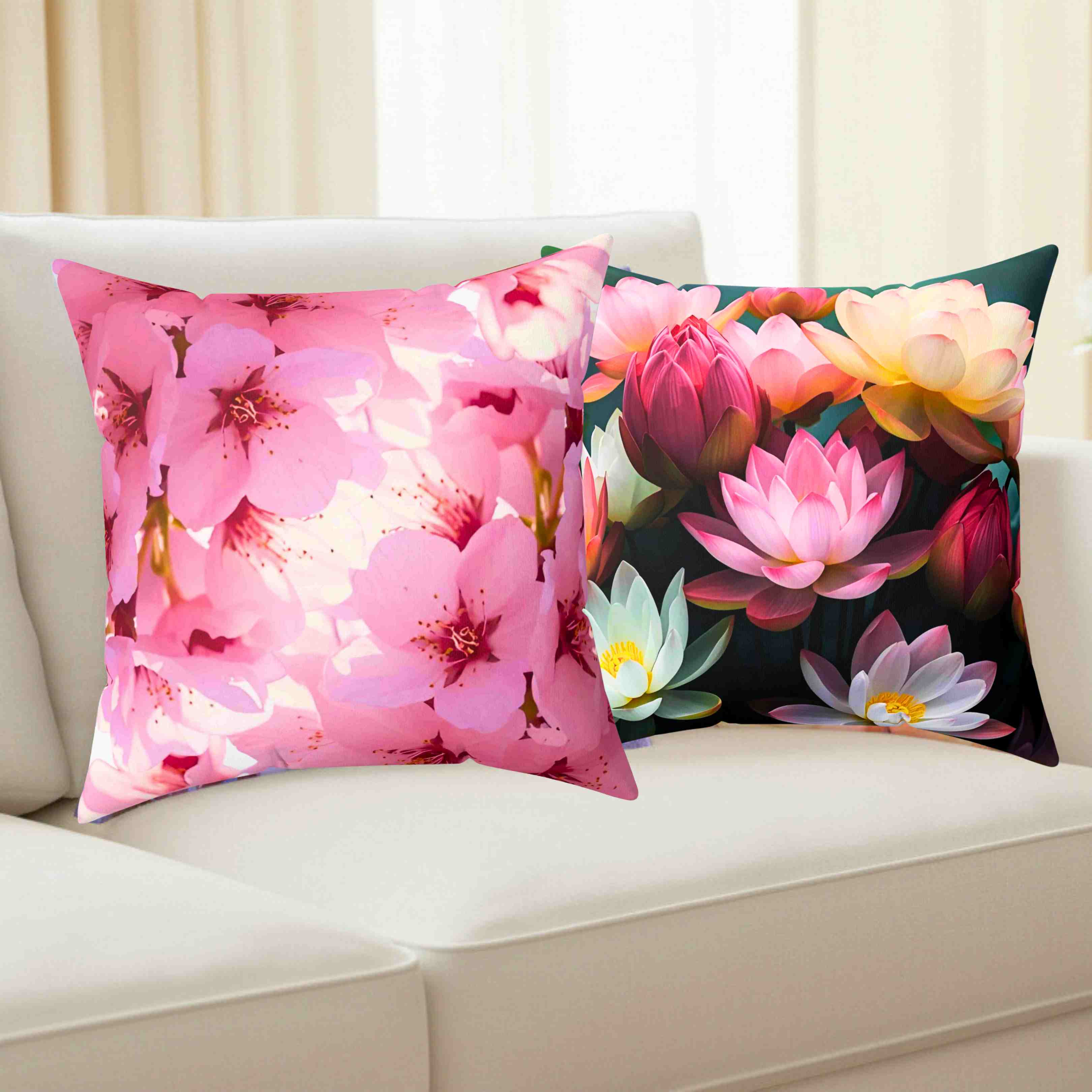 Lotus Blossom Symbolizing Purity and Divinity Decorative Pillow — Floral Spun Polyester Square Cushion product thumbnail image Lotus Blossom Symbolizing Purity and Divinity Decorative Pillow — Floral Spun Polyester Square Cushion product thumbnail image