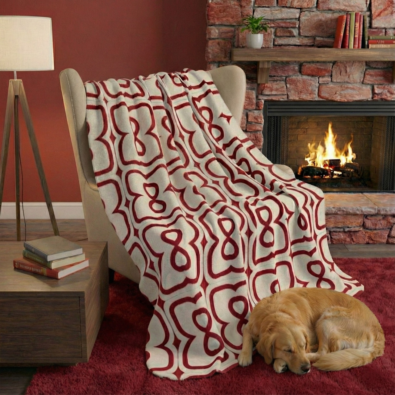 Red Apple EL Line Inverted - Velveteen Plush Blanket