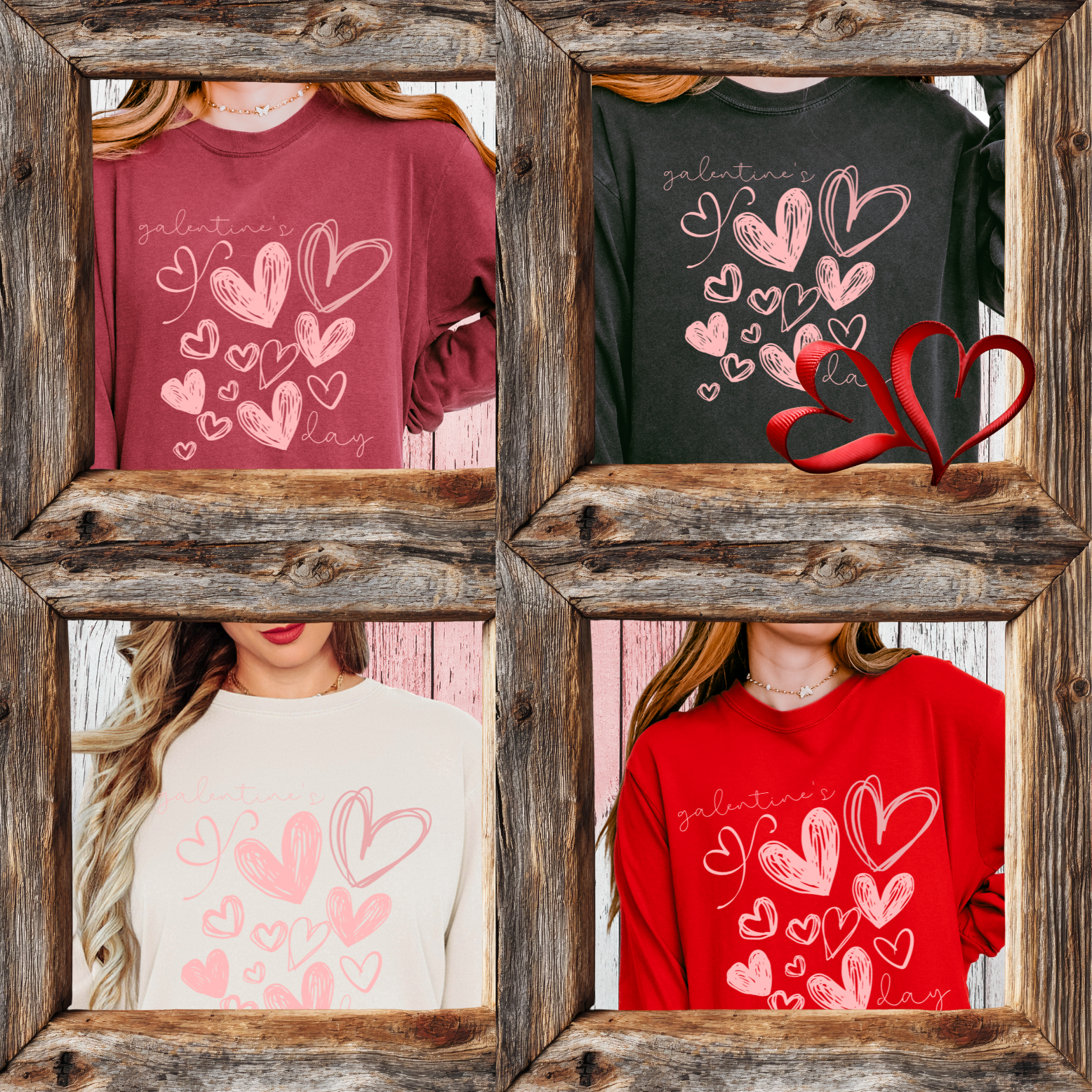 Galentine's Day Doodle Heart Pattern Long Sleeve T-Shirt product thumbnail image Galentine's Day Doodle Heart Pattern Long Sleeve T-Shirt product thumbnail image