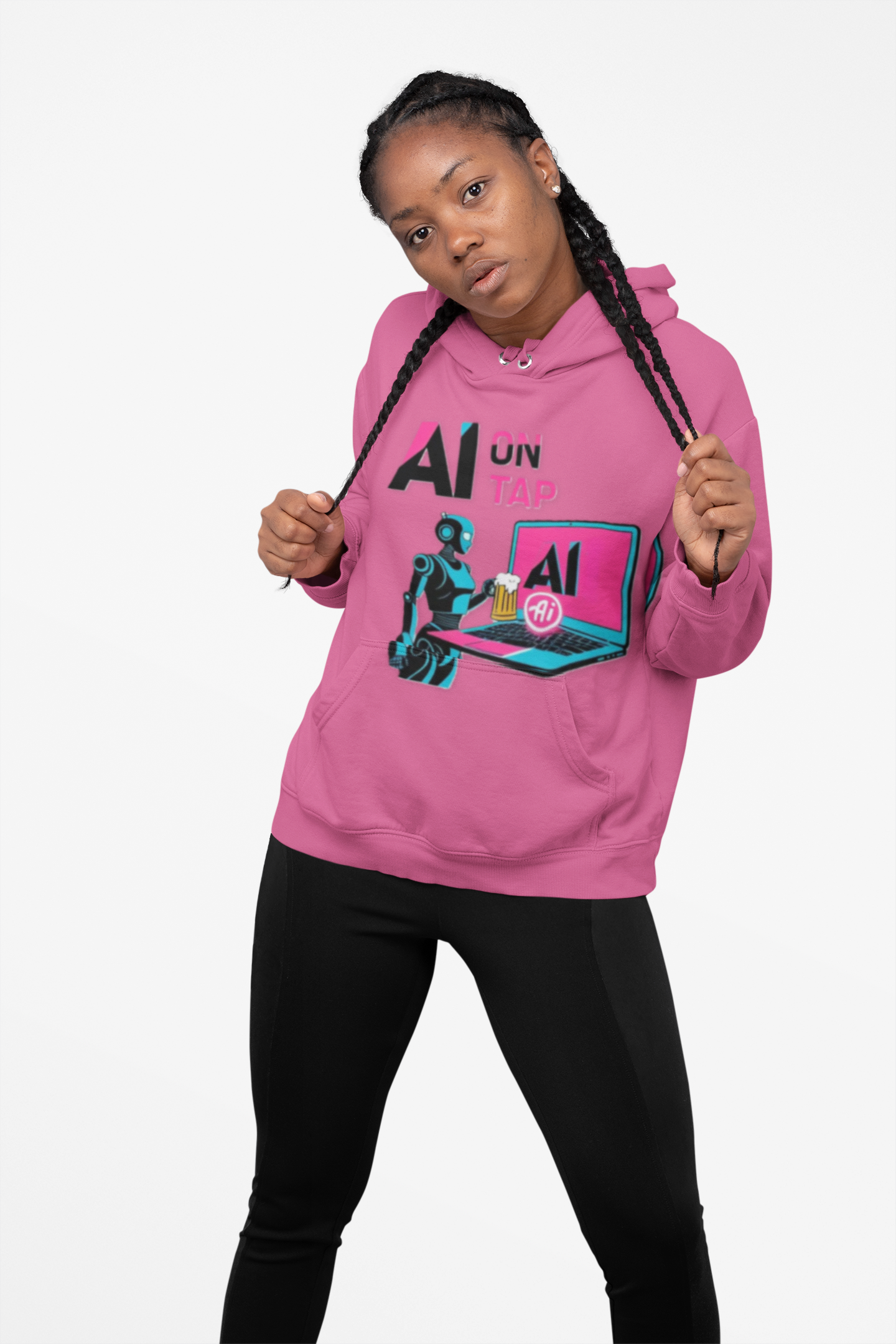 AI On Tap Neon| Human In The Loop — Premium Streetwear Tech Hoodie product thumbnail image