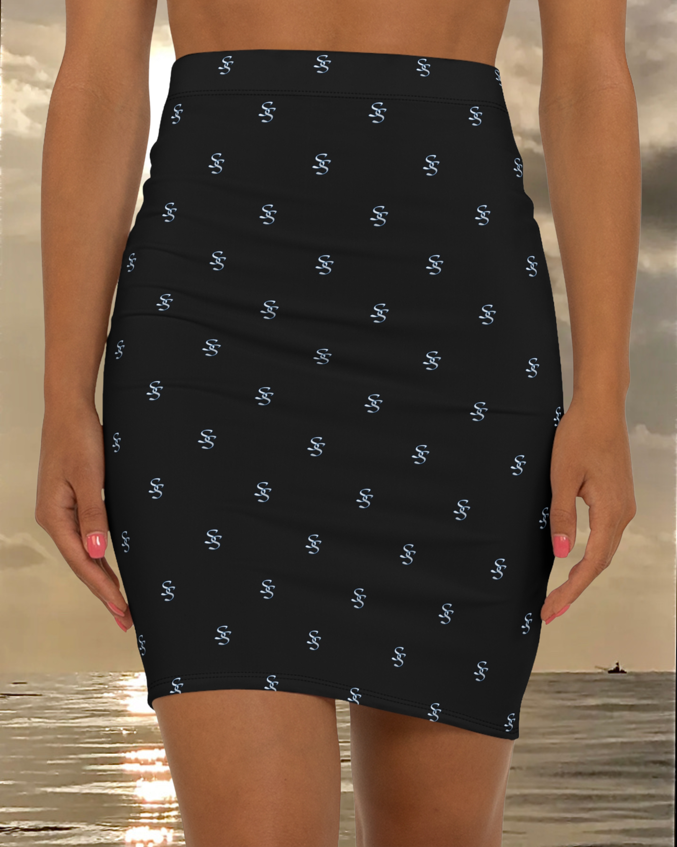Black Savvy SS Patterned Pencil Skirt — Subtle Mid‑Waist Skirt product thumbnail image Black Savvy SS Patterned Pencil Skirt — Subtle Mid‑Waist Skirt product thumbnail image