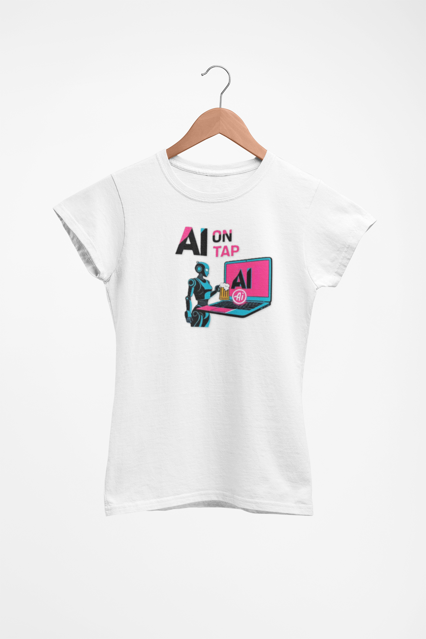 Graphic T-Shirt — AI On Tap Tee Retro Robot & Laptop product thumbnail image Graphic T-Shirt — AI On Tap Tee Retro Robot & Laptop product thumbnail image