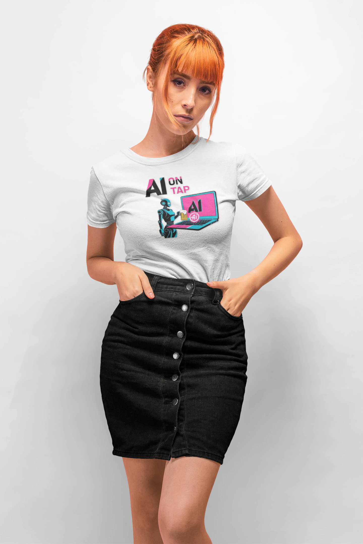 Graphic T-Shirt   — AI On Tap Tee Retro Robot &amp; Laptop  product thumbnail image