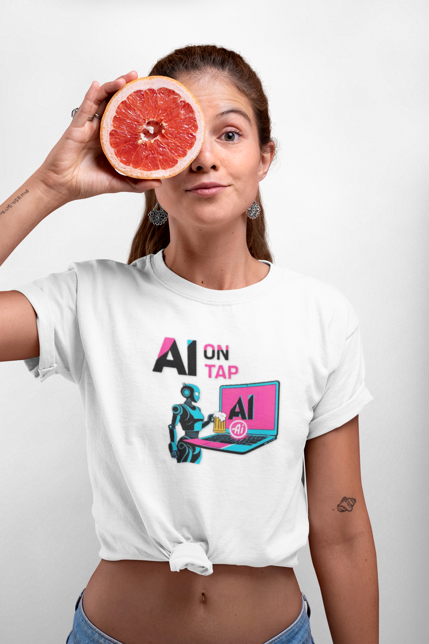 Graphic T-Shirt   — AI On Tap Tee Retro Robot &amp; Laptop  product thumbnail image