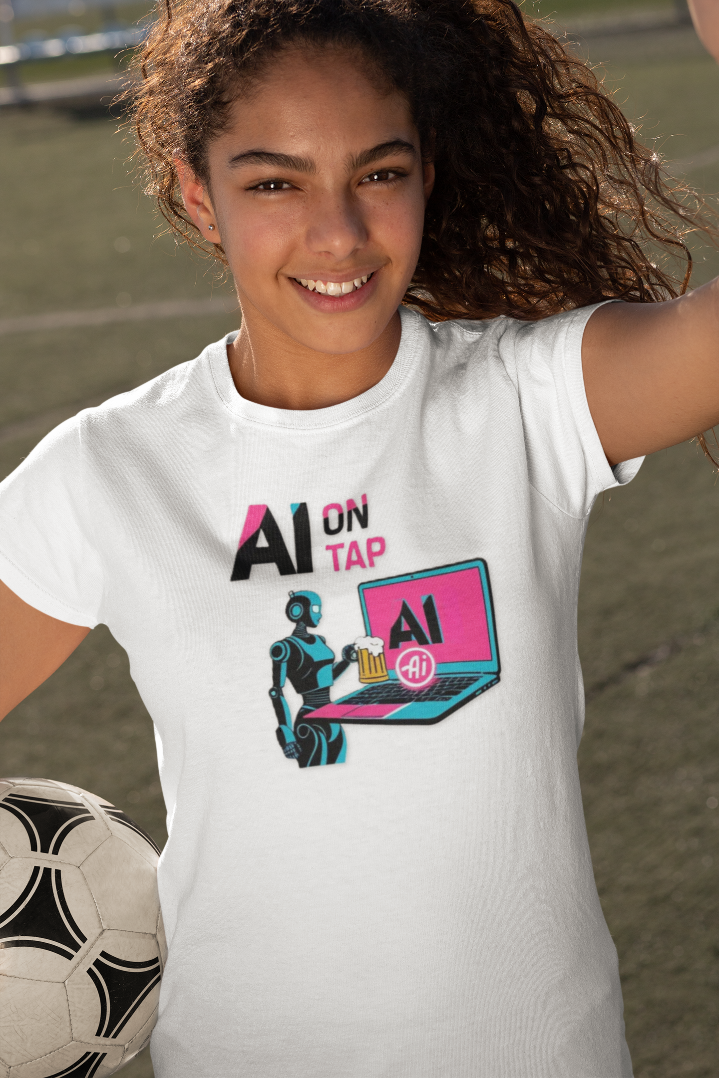 Graphic T-Shirt — AI On Tap Tee Retro Robot & Laptop product thumbnail image Graphic T-Shirt — AI On Tap Tee Retro Robot & Laptop product thumbnail image
