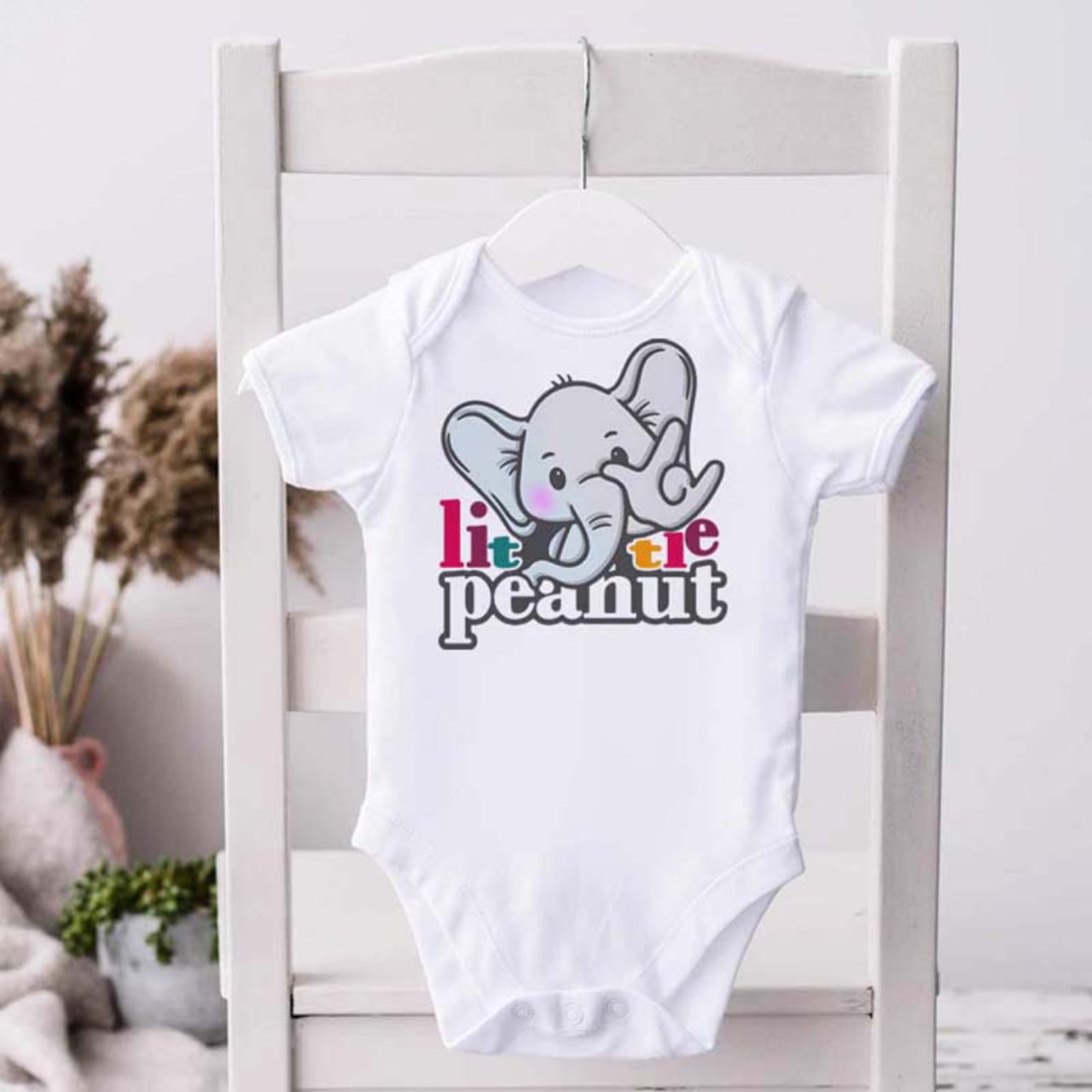ASL 'I Love You' Elephant Infant Bodysuit — Little Peanut Baby Onesie product thumbnail image