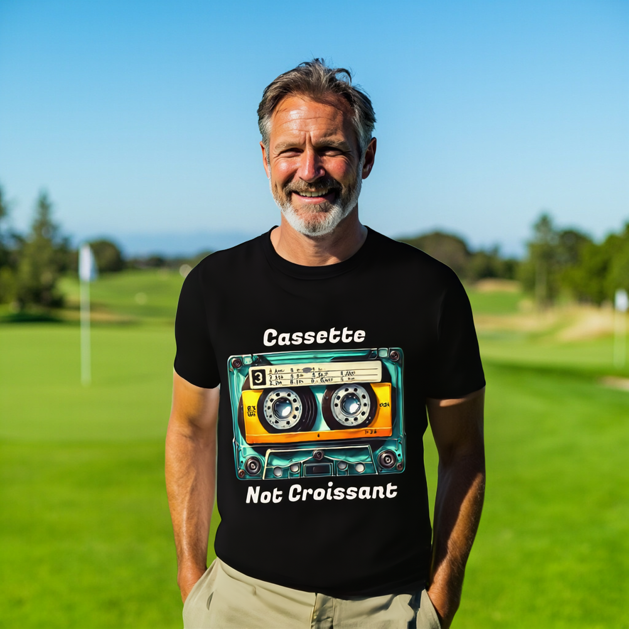 Cassette Not Croissant Funny Nostalgic Tee by Roger Sampson product thumbnail image