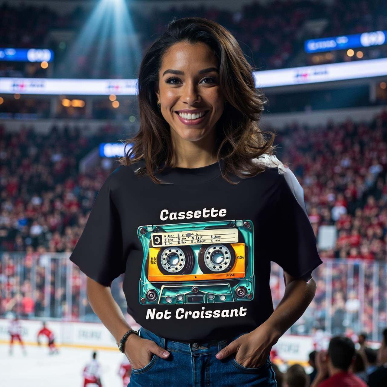 Cassette Not Croissant Funny Nostalgic Tee by Roger Sampson