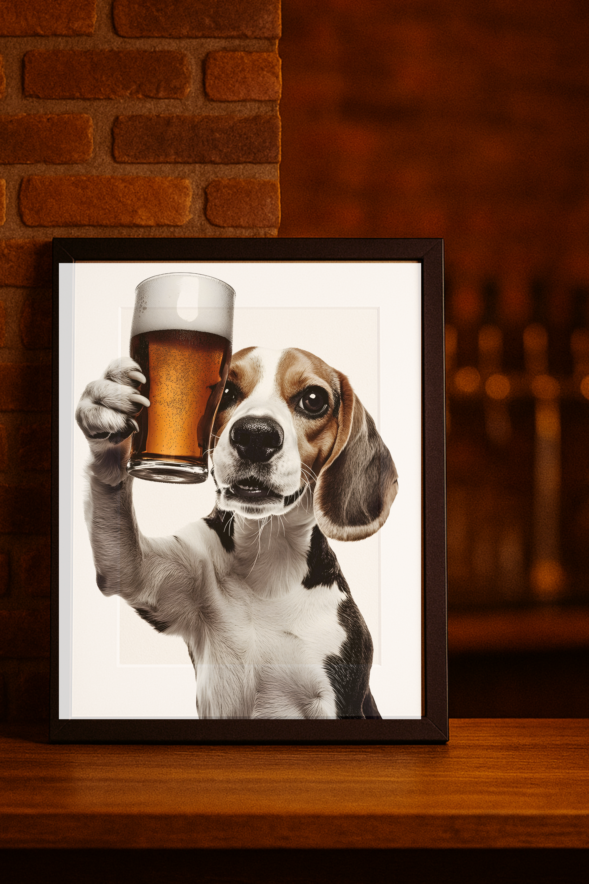 Beagle Dog Holding Beer Poster — Funny Wall Art Print product thumbnail image Beagle Dog Holding Beer Poster — Funny Wall Art Print product thumbnail image