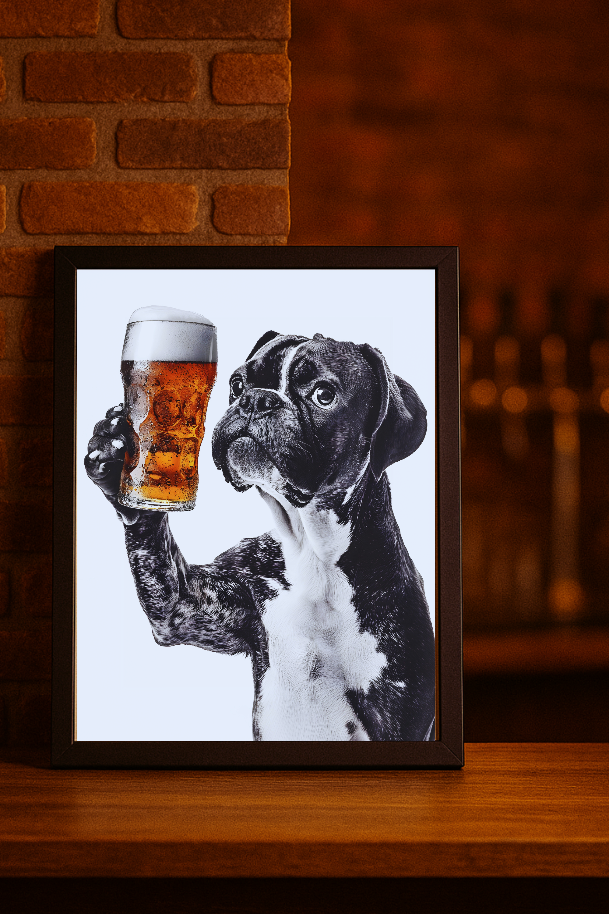 Boxer Holding Beer Poster — Funny Bar &amp; Kitchen Wall Art Print