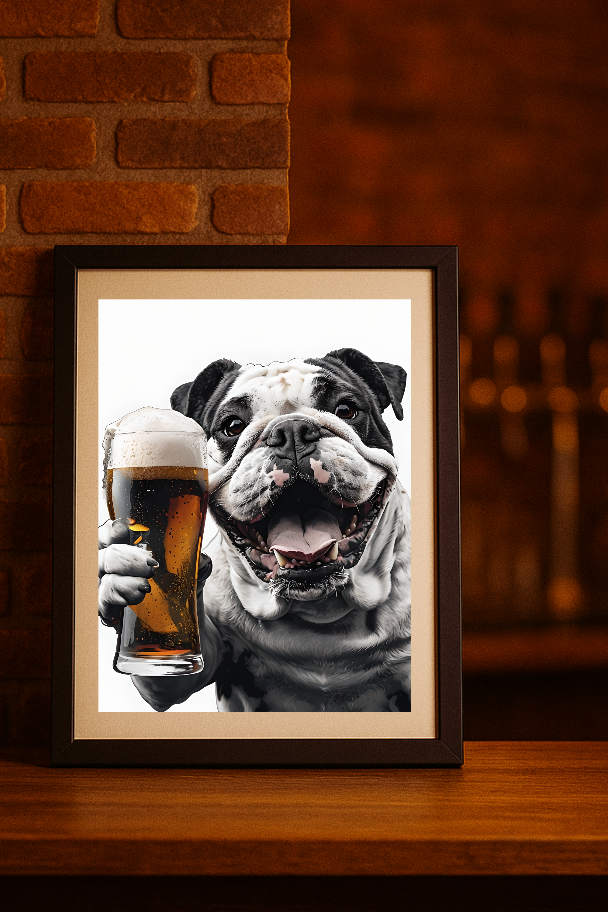 Bulldog Cheers Poster — Funny Dog with Beer  Wall Art product thumbnail image
