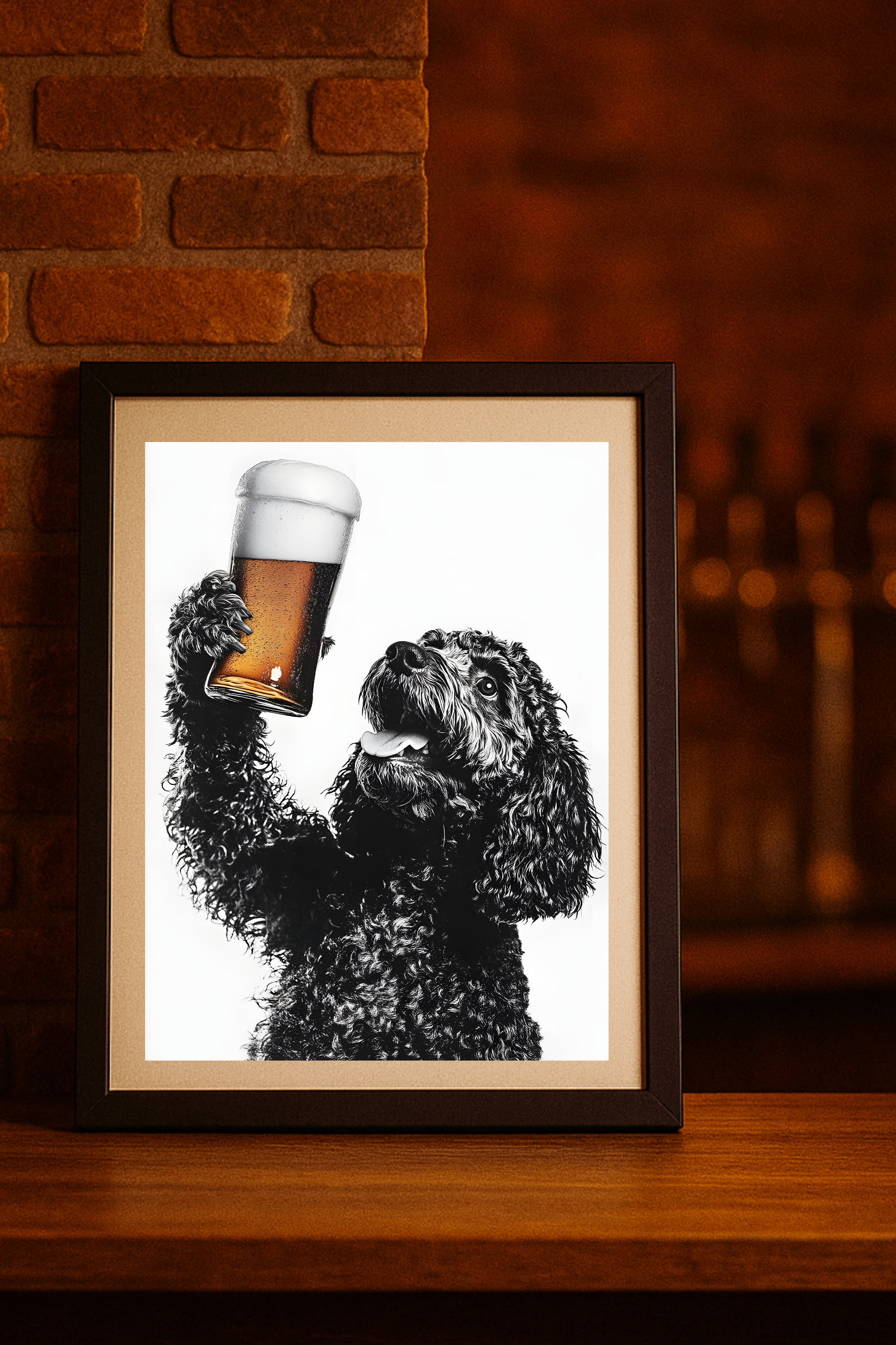 Cockapoo Dog Holding Beer Poster — Funny Dog Wall Print for Kitchen, Bar, Man Cave Cockapoo Dog Holding Beer Poster — Funny Dog Wall Print for Kitchen, Bar, Man Cave