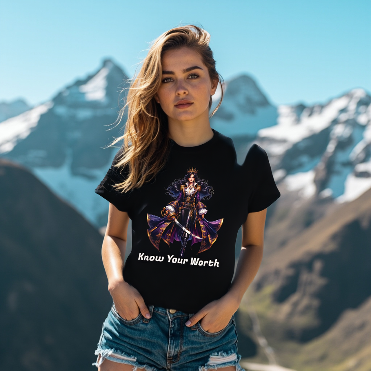 Know Your Worth Motivational Graphic T-Shirt by Roger Sampson product thumbnail image