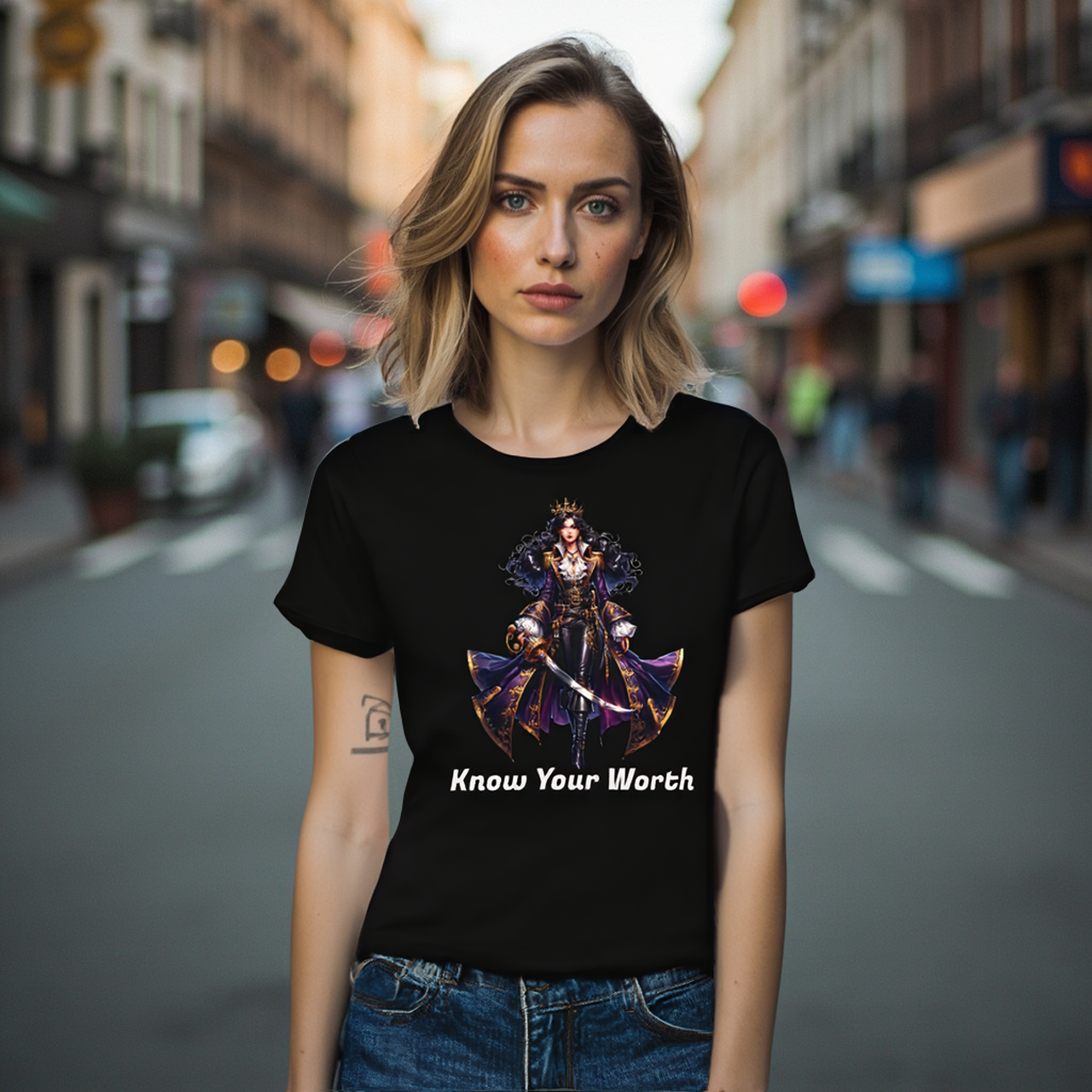 Know Your Worth Motivational Graphic T-Shirt by Roger Sampson product thumbnail image