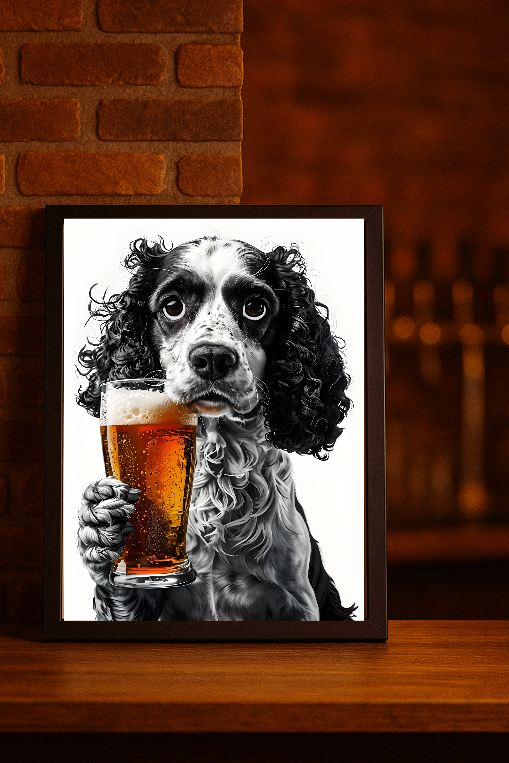 Cocker Spaniel with Beer Poster — Funny Wa;; Art Print product thumbnail image Cocker Spaniel with Beer Poster — Funny Wa;; Art Print product thumbnail image