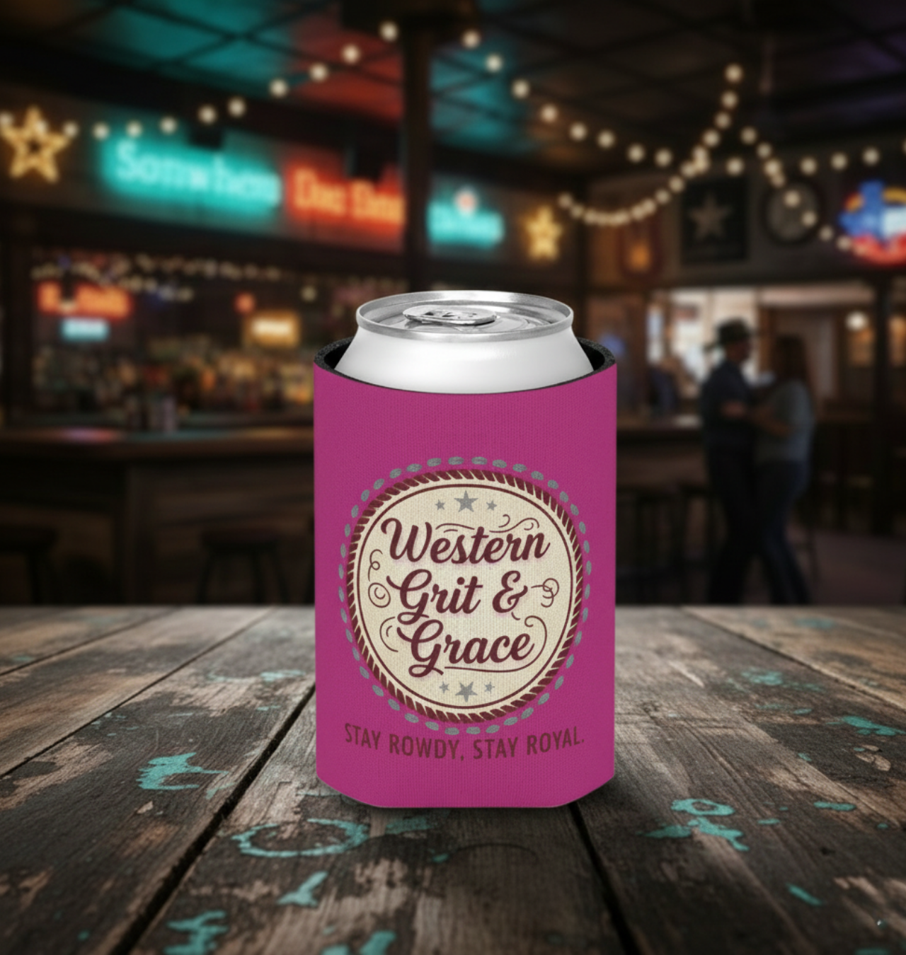Western Grit &amp; Grace Can Cooler — Stay Rowdy, Stay Royal Koozie product thumbnail image