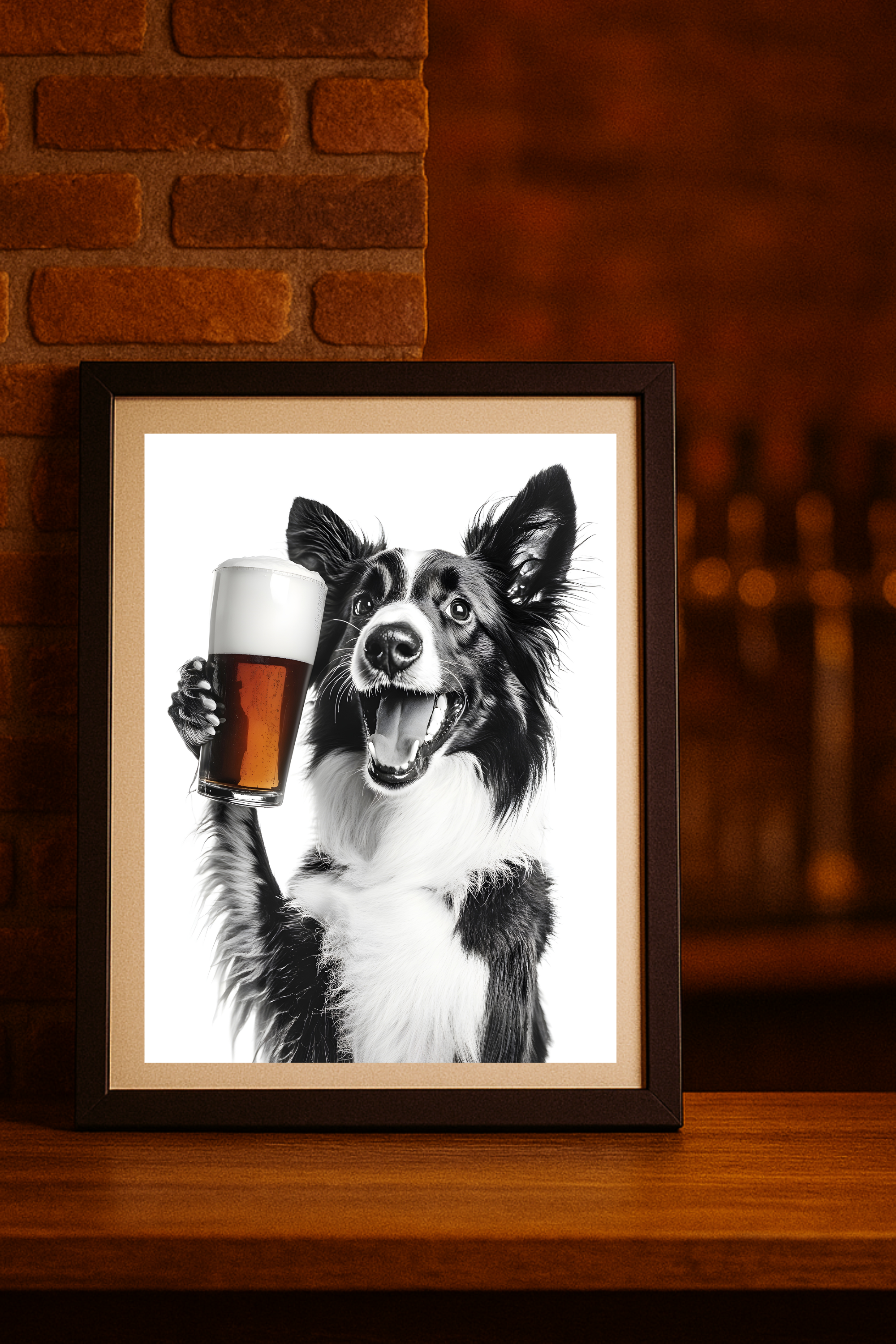 Border Collie Cheers Poster — Dog with Beer  Wall Art Print product thumbnail image
