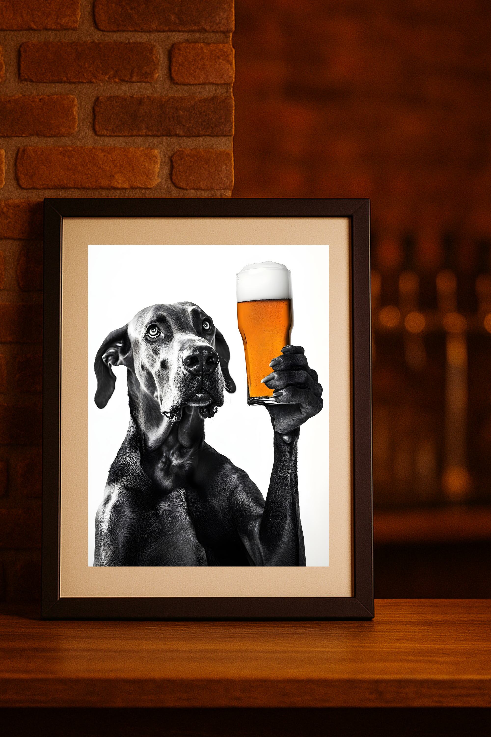 Great Dane Cheers Poster — Funny Dog Holding Beer Wall Art product thumbnail image Great Dane Cheers Poster — Funny Dog Holding Beer Wall Art product thumbnail image