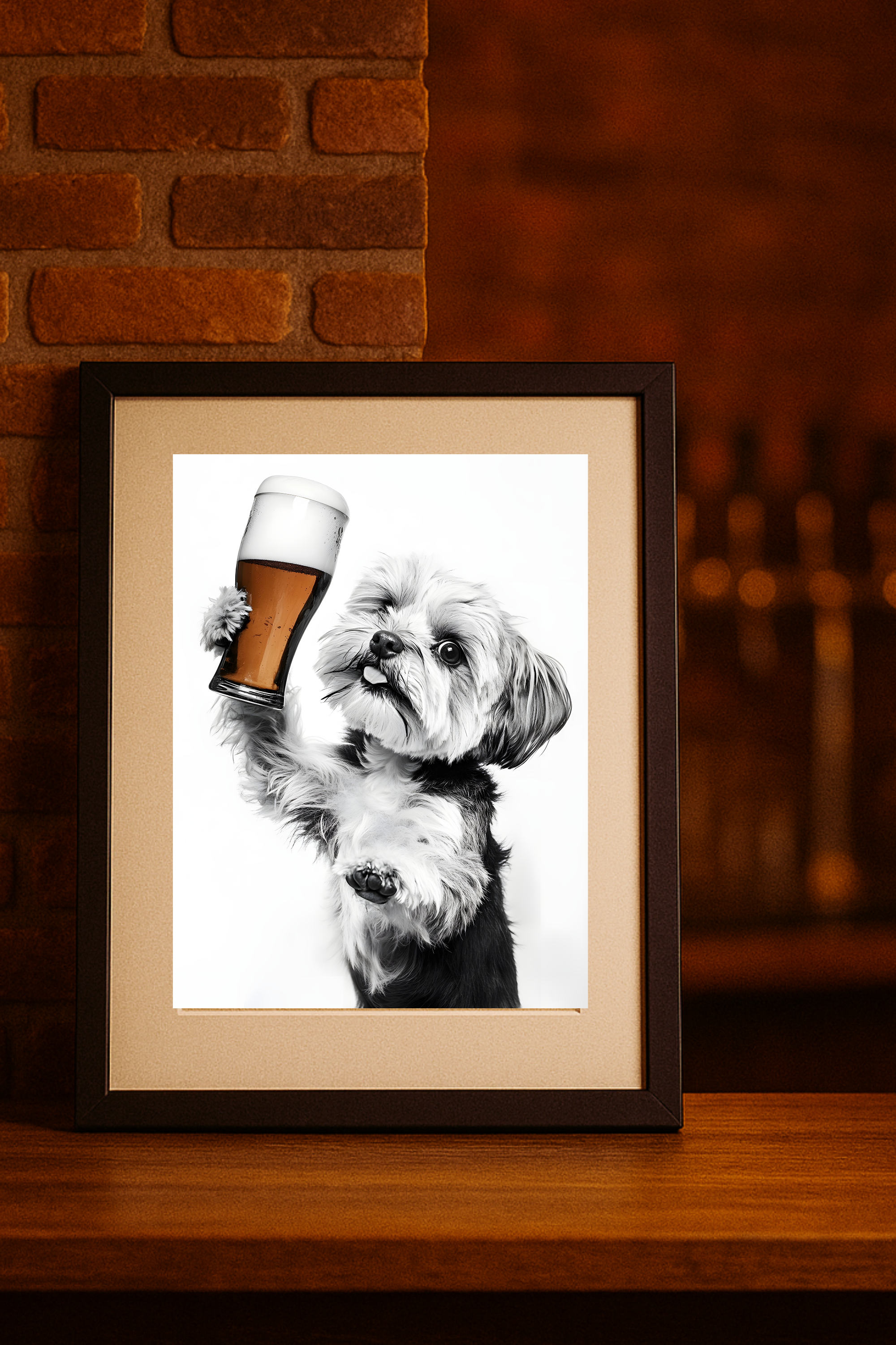  Havanese with Beer Poster — Dog Wall Art Print 