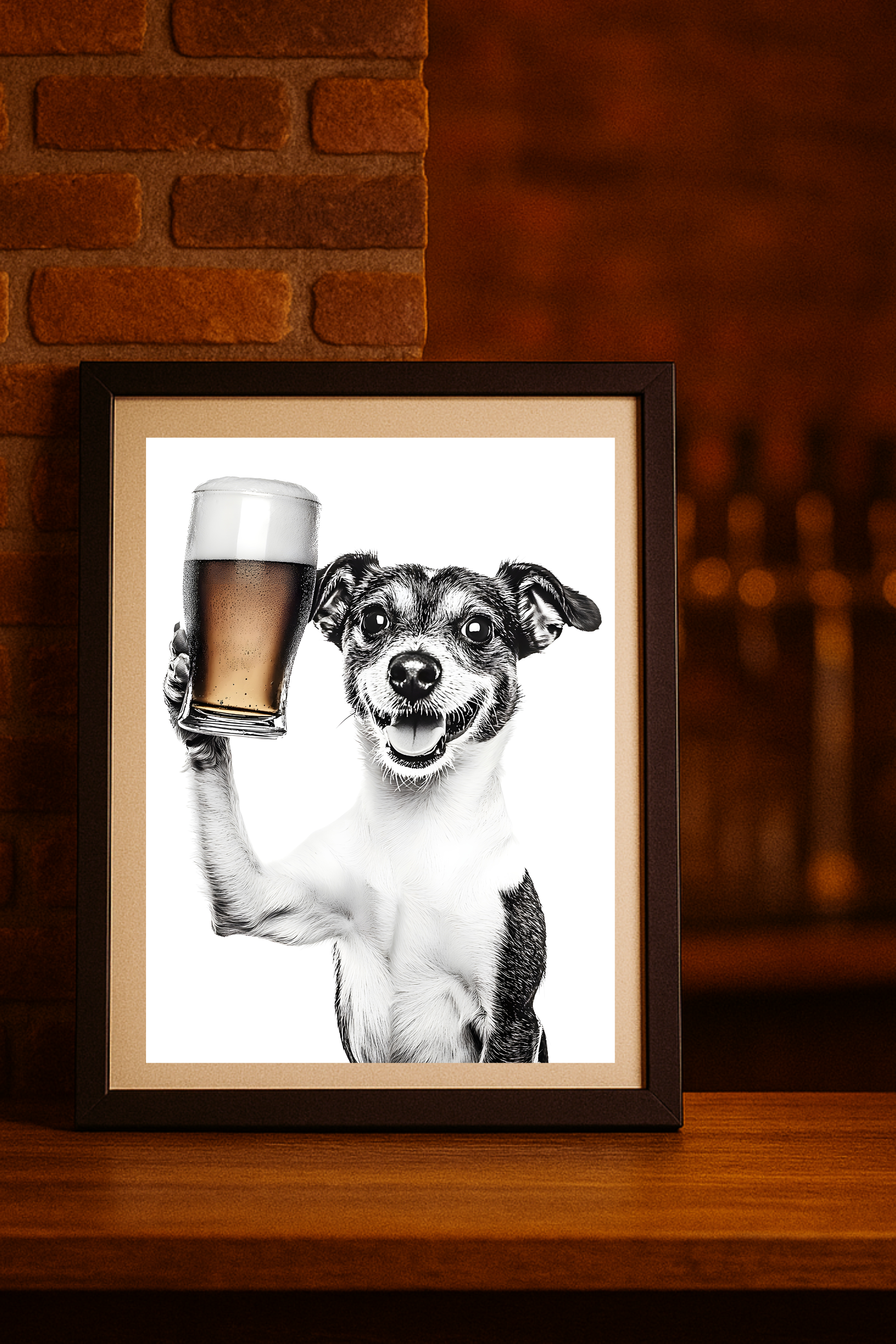 Jack Russell Terrier with Beer Poster — Funny Dog Wall Print Jack Russell Terrier with Beer Poster — Funny Dog Wall Print