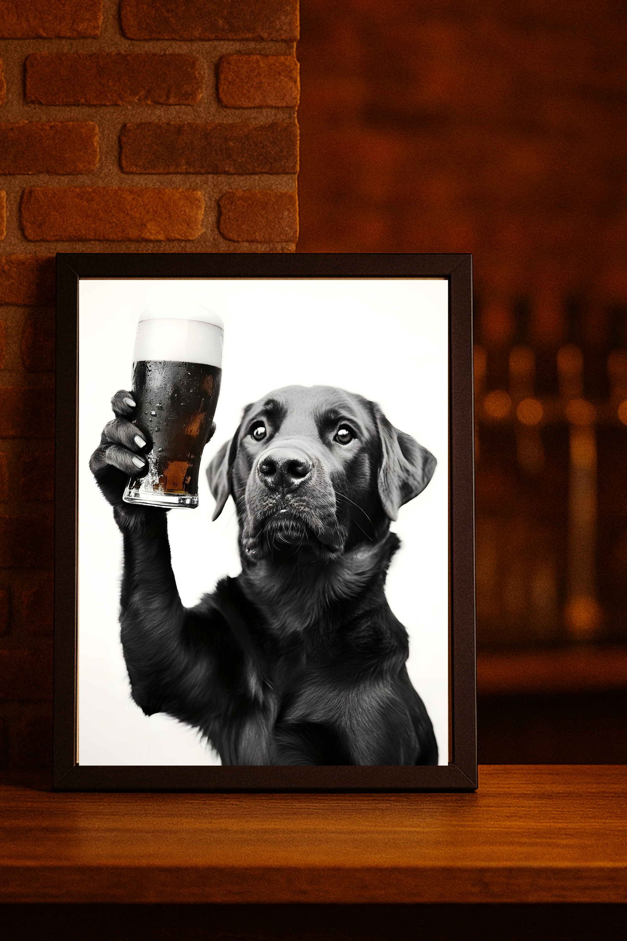 Funny Labrador Retriever with Beer Poster – Dog Wall Art Print