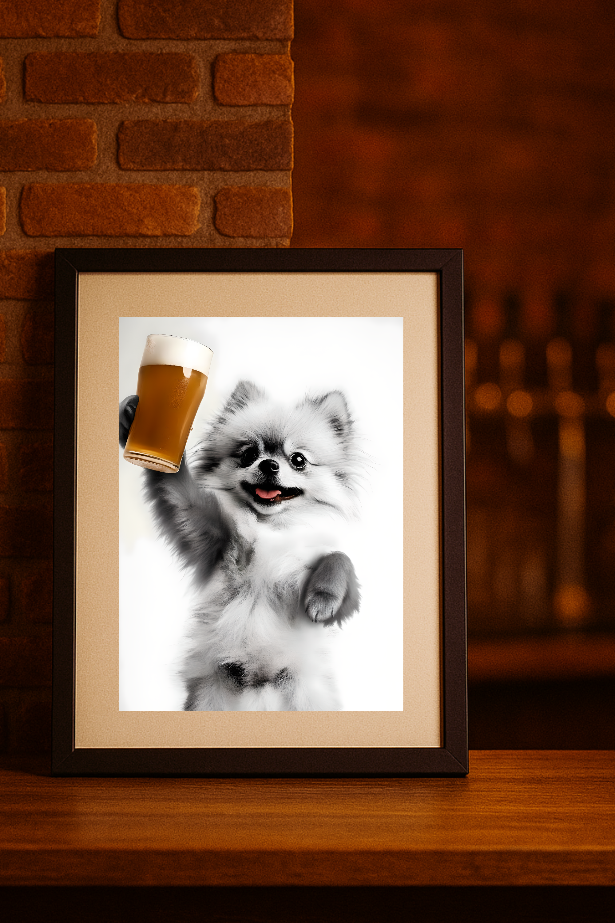 Pomeranian with Beer Glass Poster — Dog Wall Art Print product thumbnail image Pomeranian with Beer Glass Poster — Dog Wall Art Print product thumbnail image