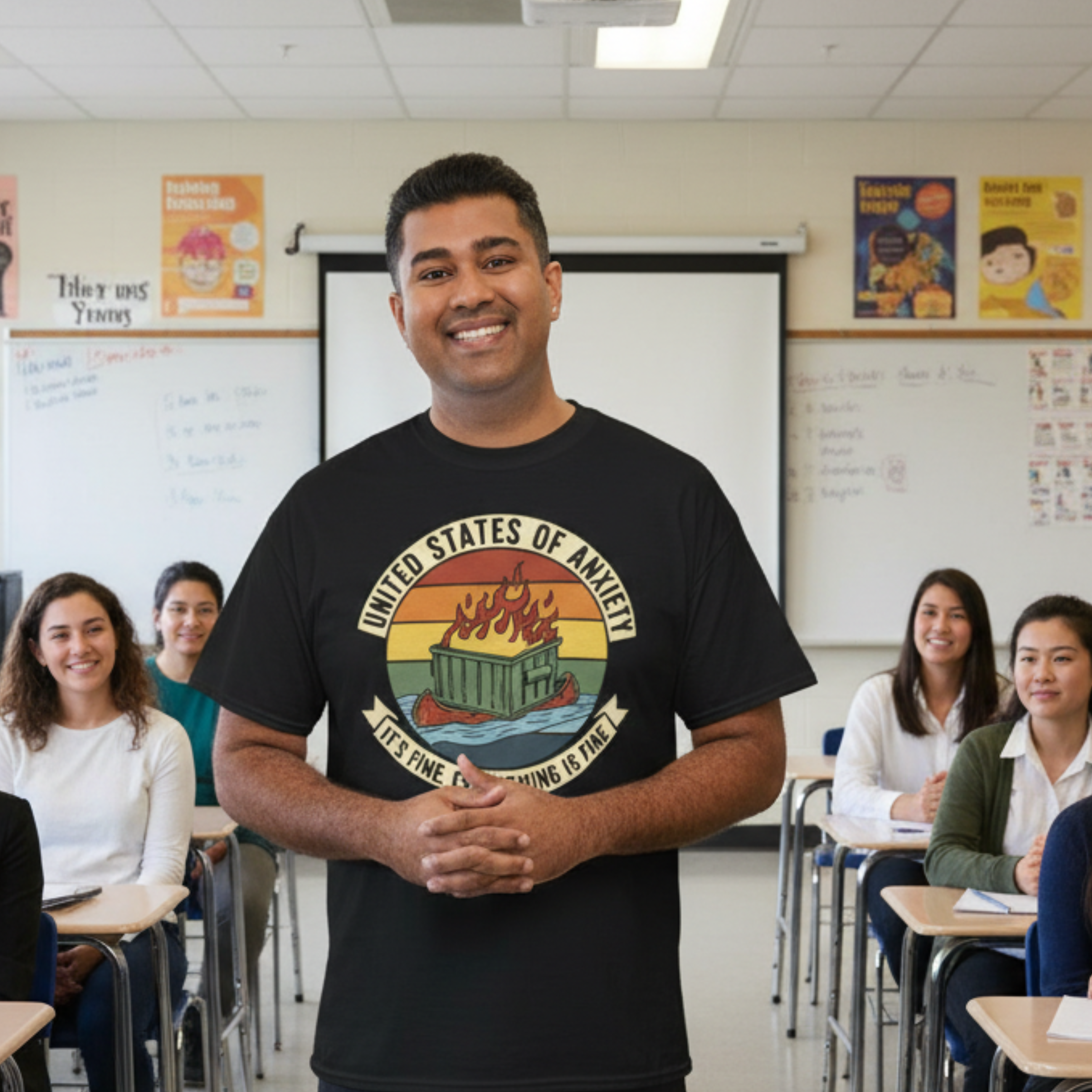 United States of Anxiety Protest Tee - Dumpster Fire Down the River United States of Anxiety Protest Tee - Dumpster Fire Down the River