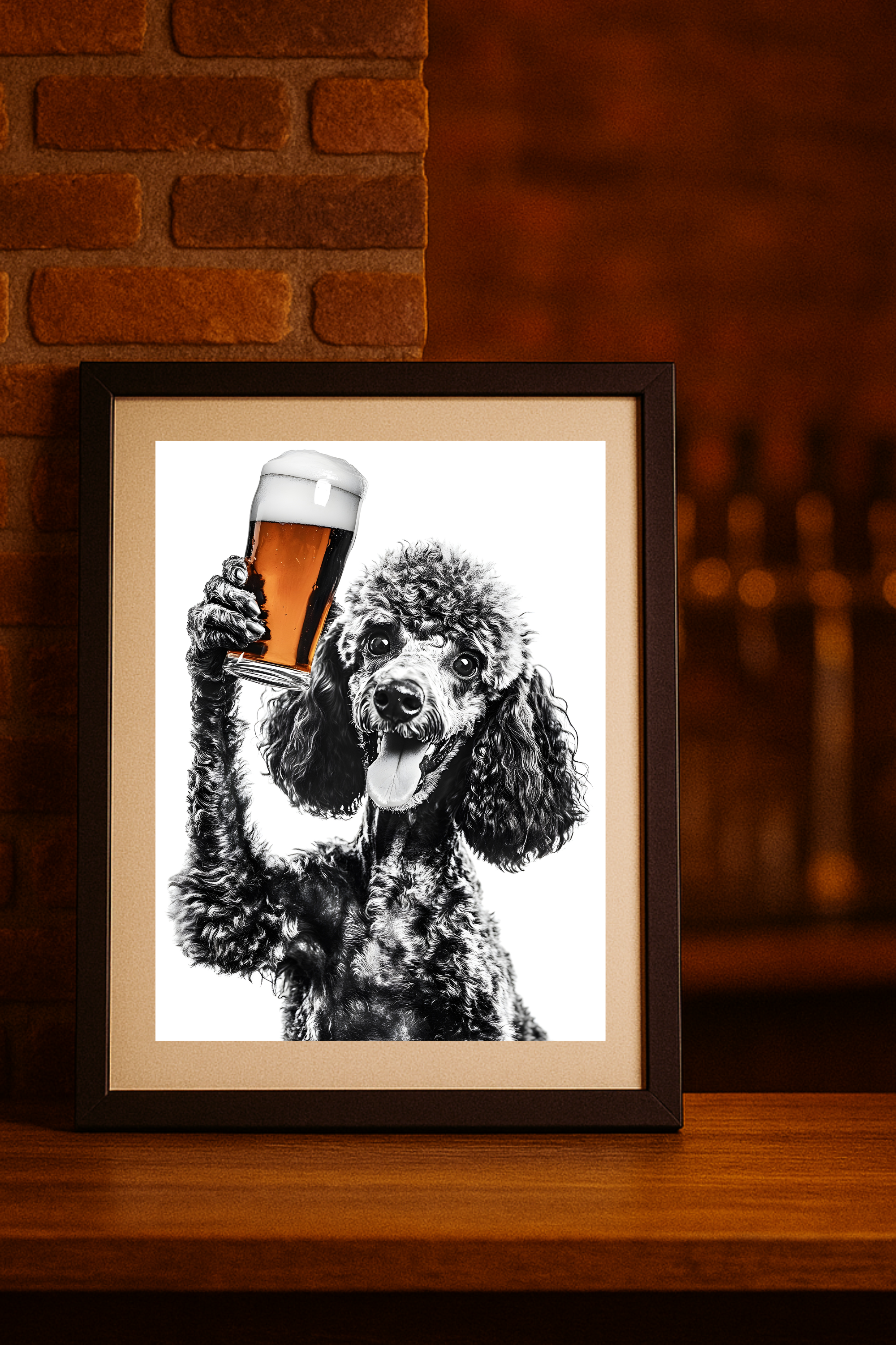 Poodle dog with Beer Glass Poster — Funny Wall Art Print product thumbnail image Poodle dog with Beer Glass Poster — Funny Wall Art Print product thumbnail image