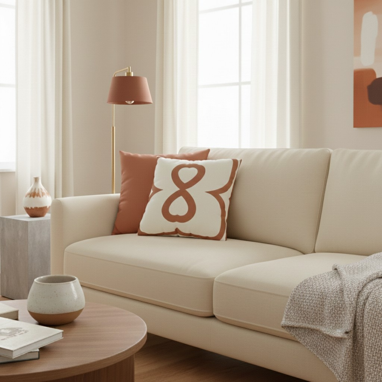 Terracotta EL Line Inverted - Faux Suede Square Pillowcase product thumbnail image Terracotta EL Line Inverted - Faux Suede Square Pillowcase product thumbnail image