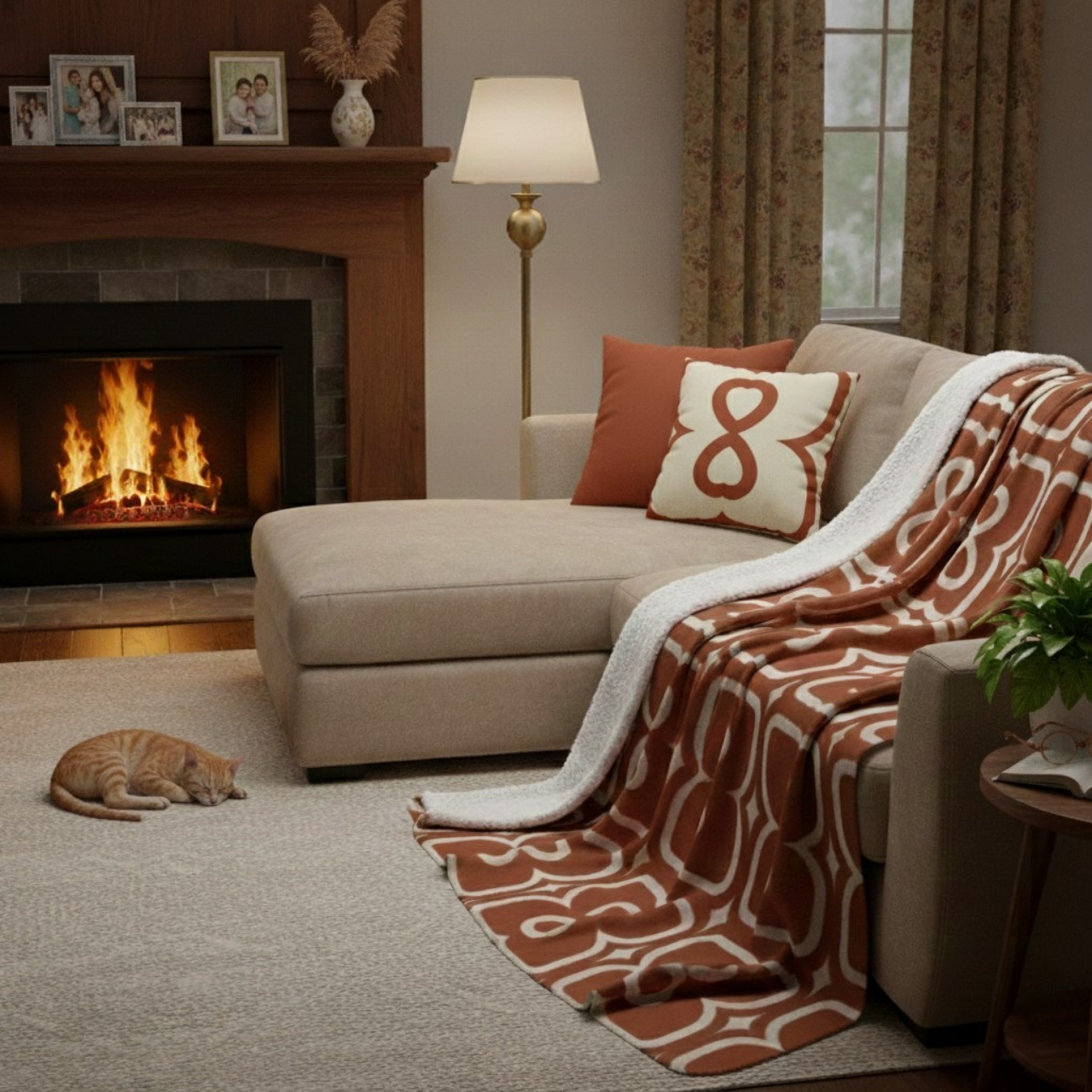 Terracotta EL Line - Fleece Sherpa Blanket product thumbnail image Terracotta EL Line - Fleece Sherpa Blanket product thumbnail image