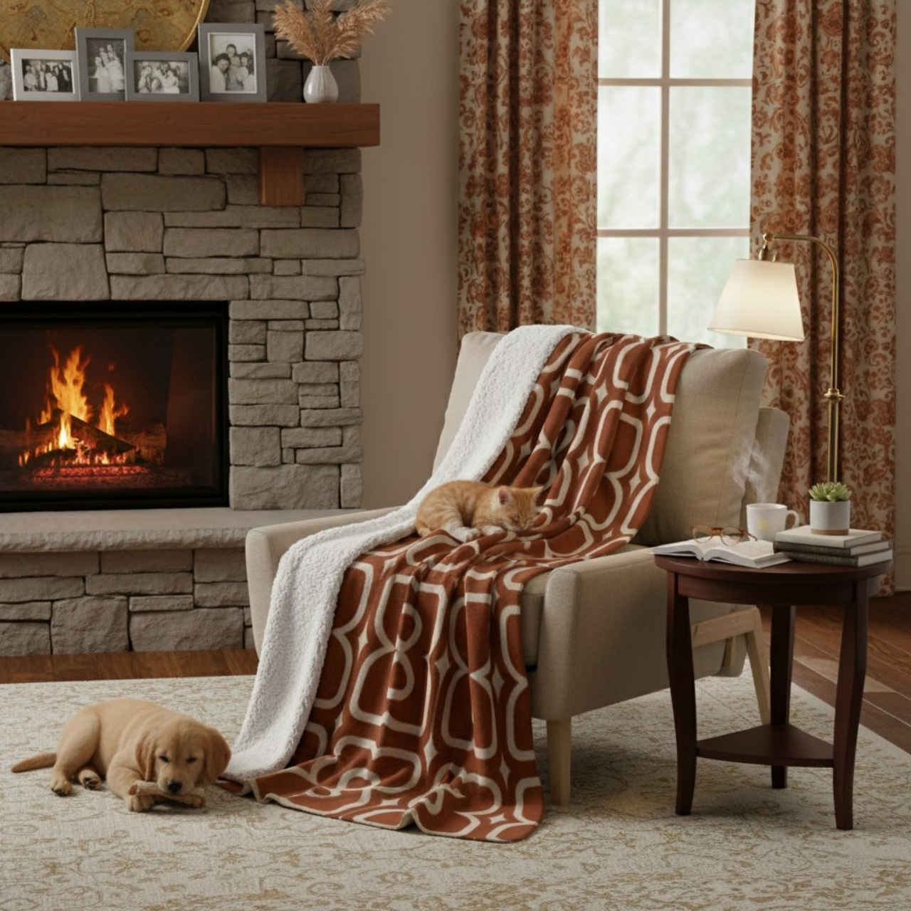 Terracotta EL Line - Fleece Sherpa Blanket product thumbnail image Terracotta EL Line - Fleece Sherpa Blanket product thumbnail image