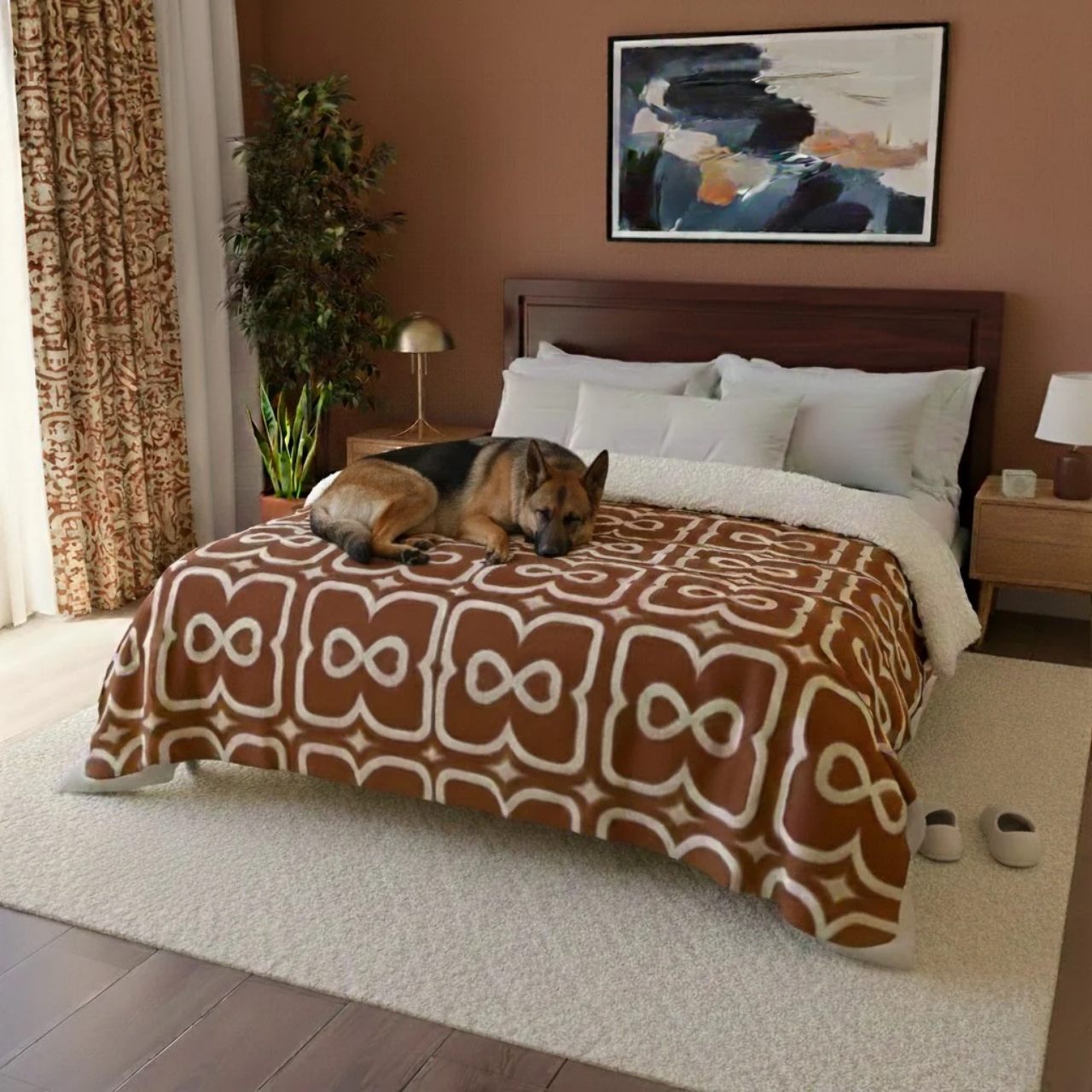 Terracotta EL Line - Fleece Sherpa Blanket