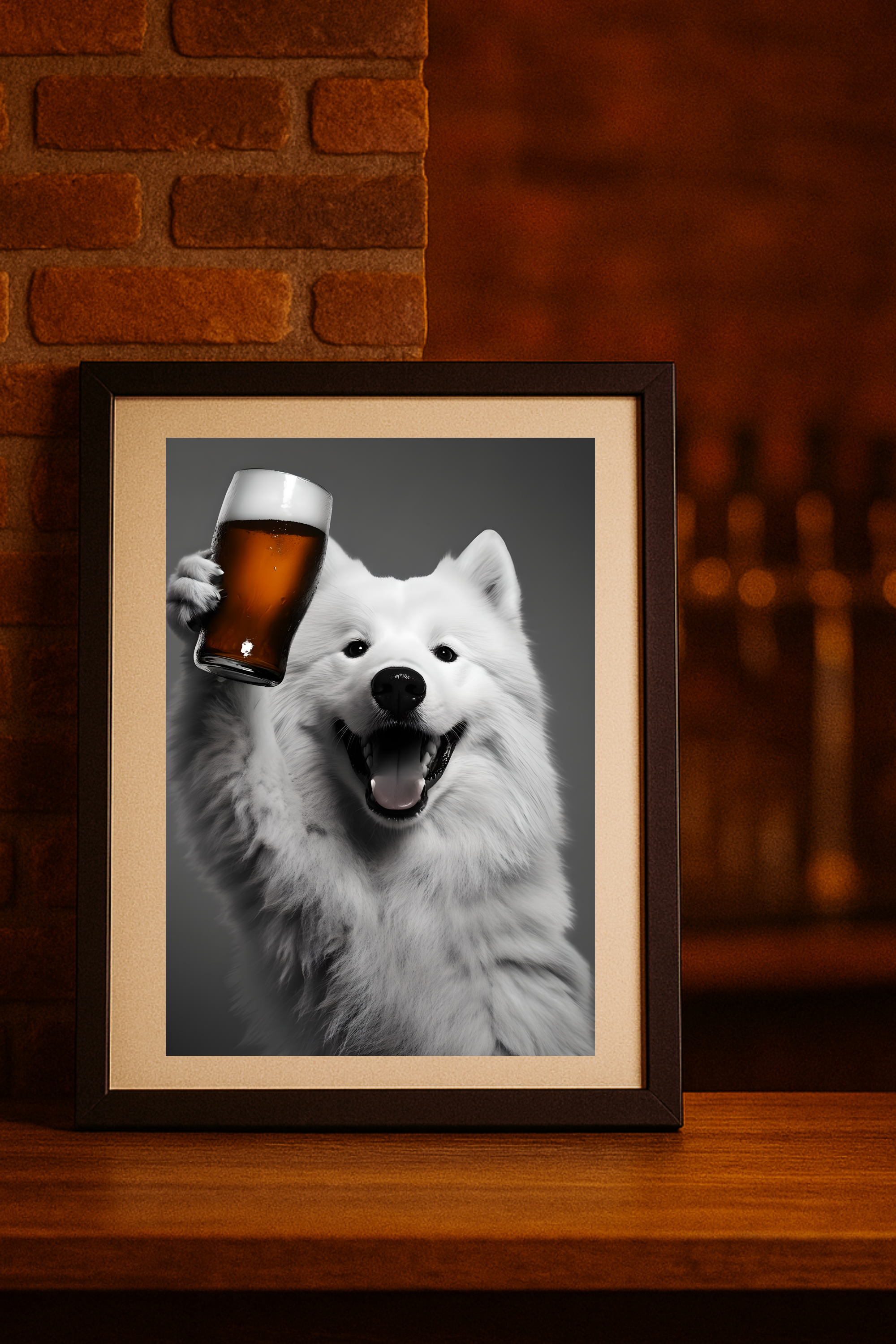 Samoyed dog with Beer Glass  Poster – Funny Wall Art Print product thumbnail image