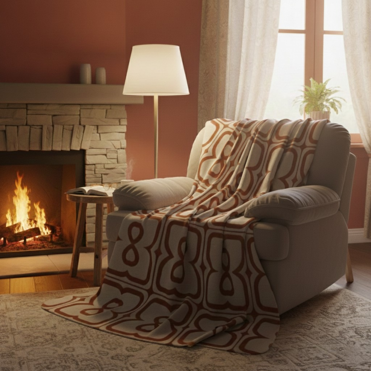 Terracotta EL Line - Velveteen Plush Blanket product thumbnail image Terracotta EL Line - Velveteen Plush Blanket product thumbnail image