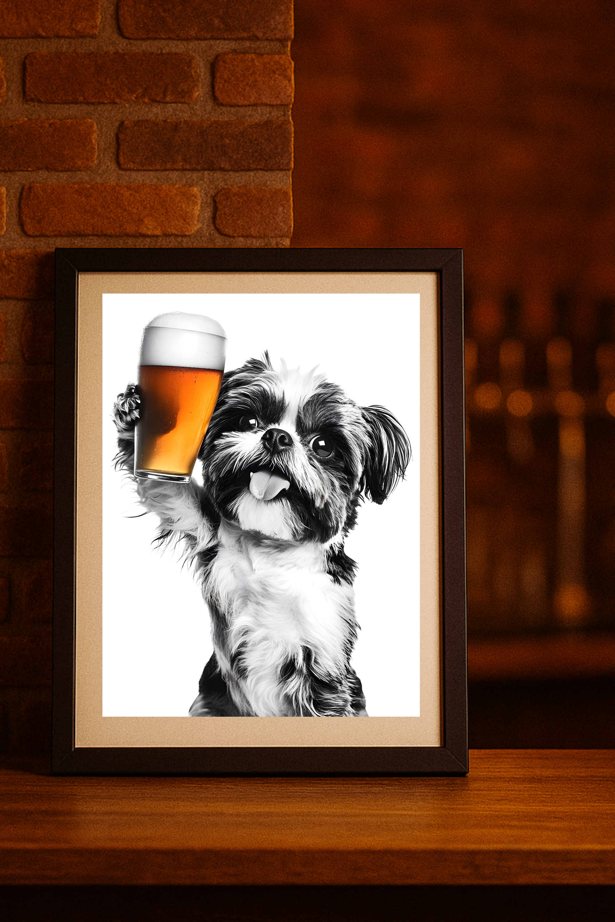 Shih Tzu dog with Beer Glass Poster — Funny Wall Art Print product thumbnail image Shih Tzu dog with Beer Glass Poster — Funny Wall Art Print product thumbnail image